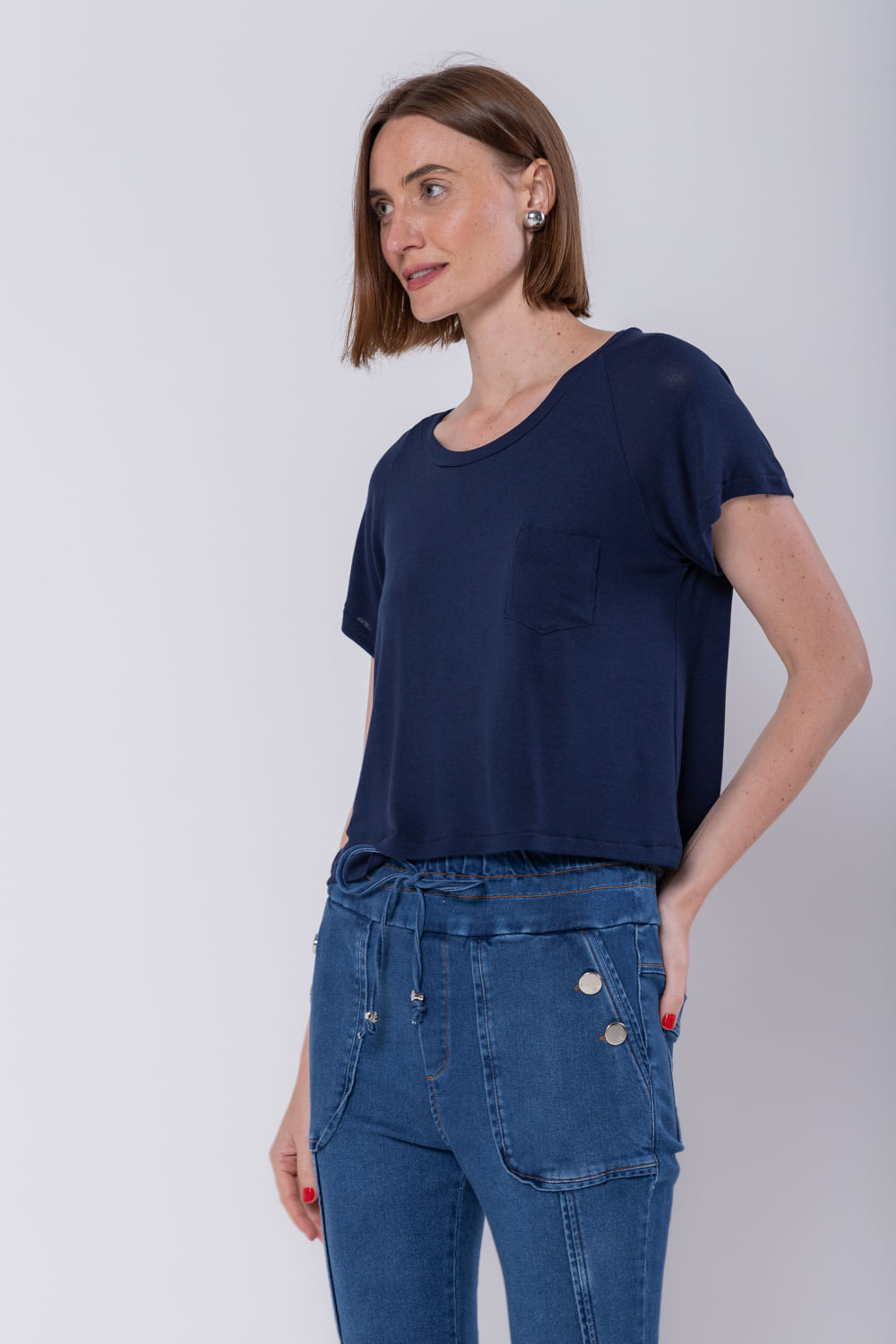 Hidrogênio - BLUSA CROPPED MARINHO - 19106004