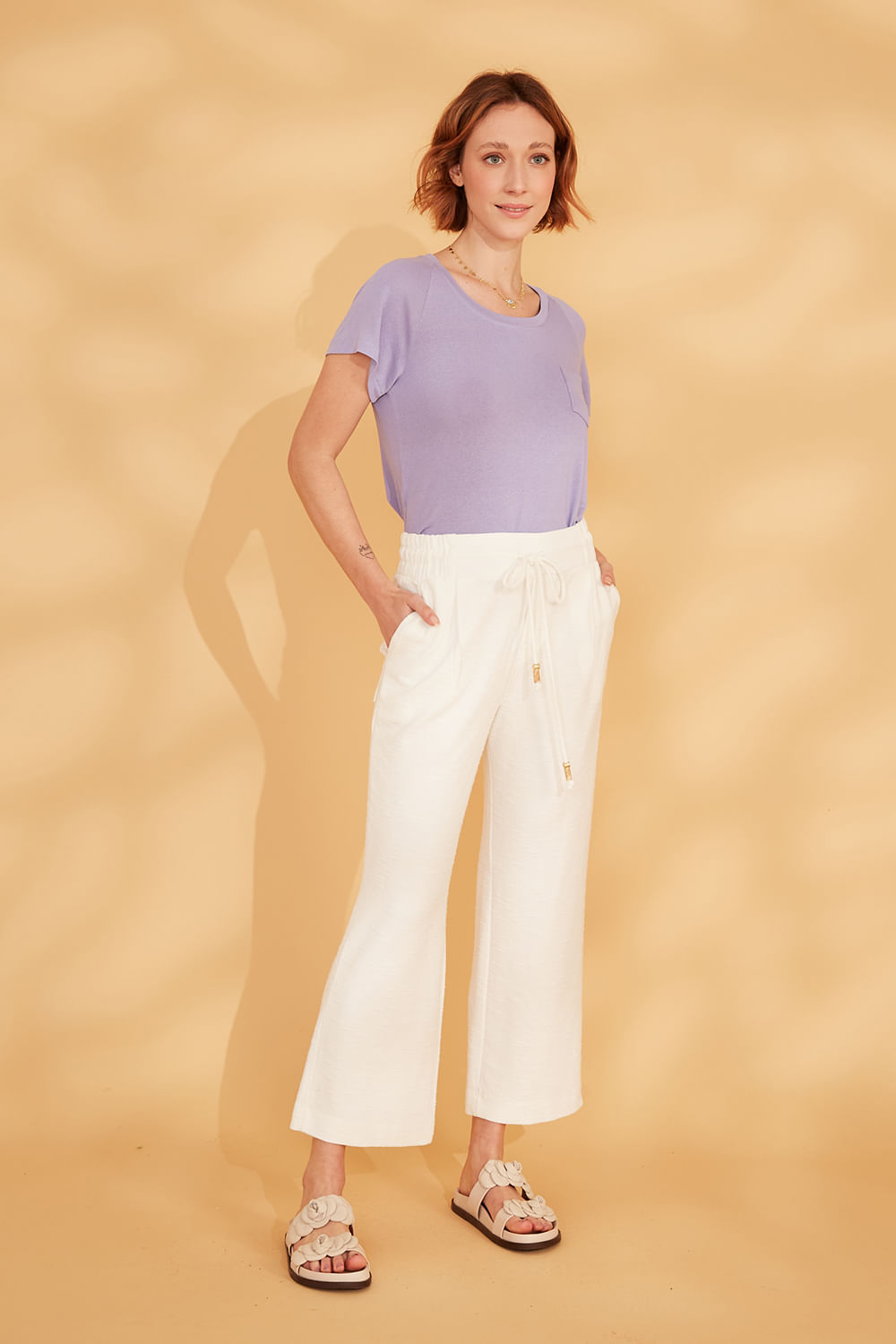 Hidrogênio - PANTALON PANTS WITH ELASTIC WAIST RAICA OFF WHITE - 19142018