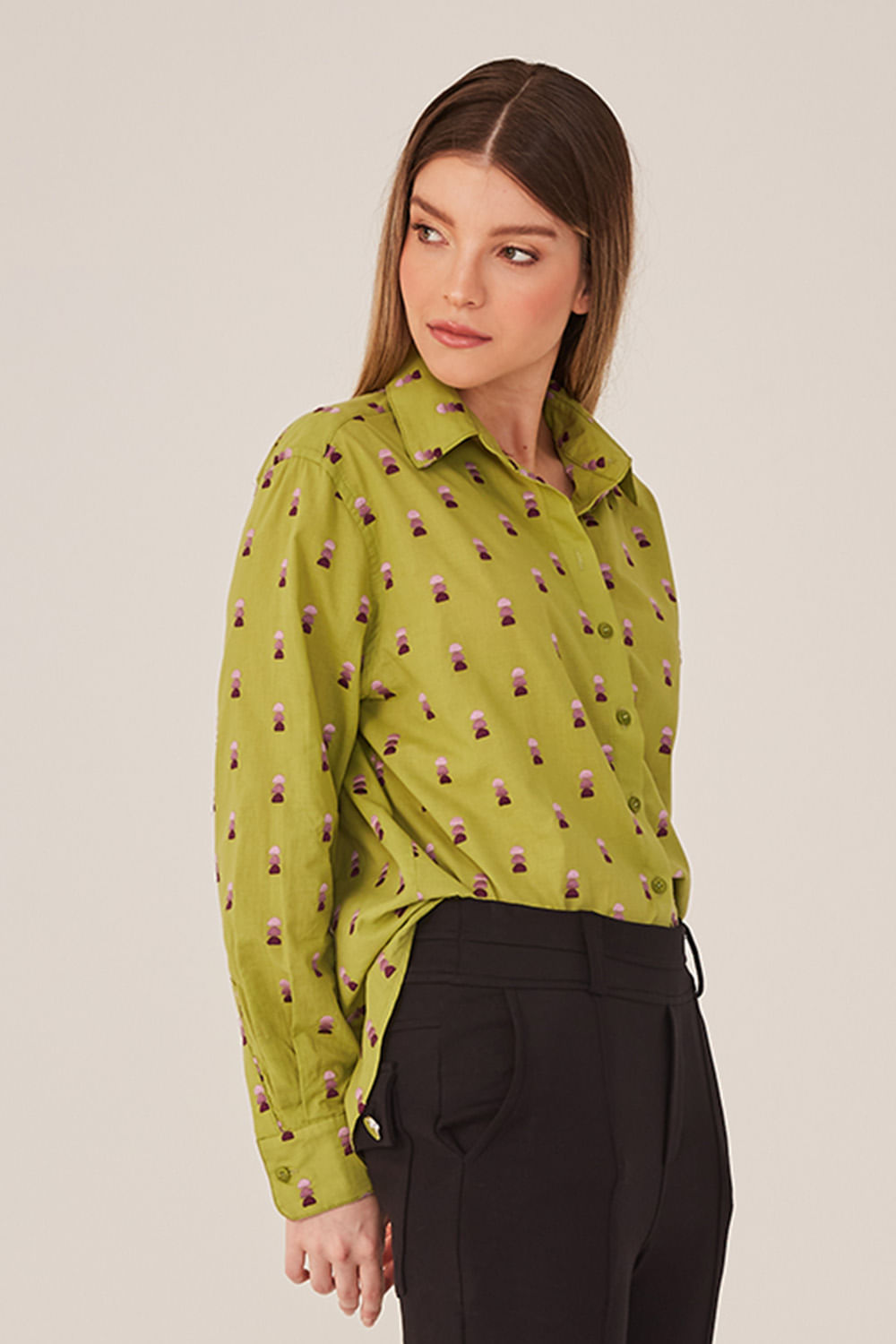 Hidrogênio - GREEN EMBROIDERED SHIRT - 19314009