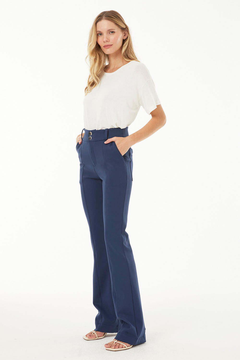 Hidrogênio - NAVY FLORA STRAIGHT TROUSERS - 19325004