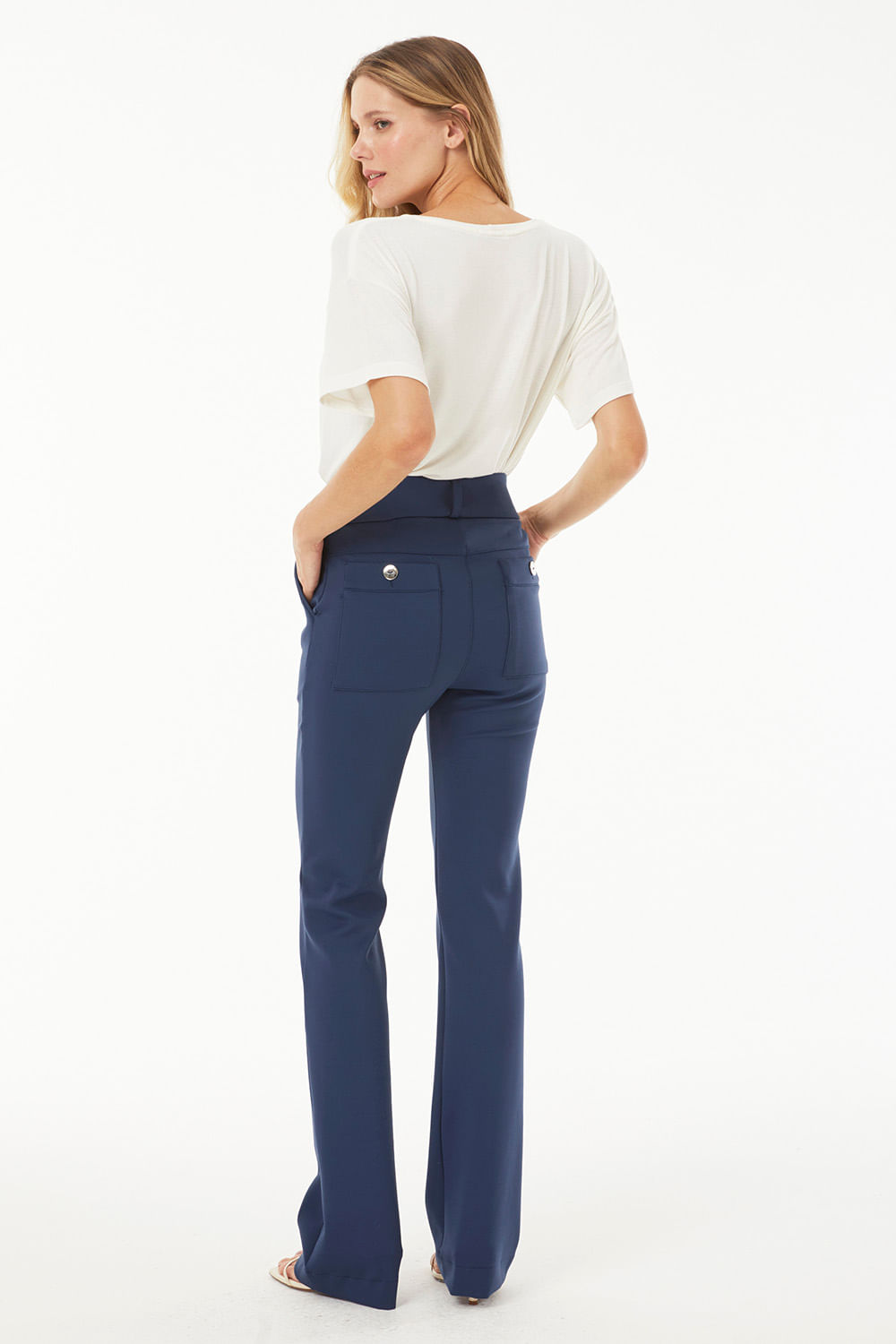 Hidrogênio - NAVY FLORA STRAIGHT TROUSERS - 19325004