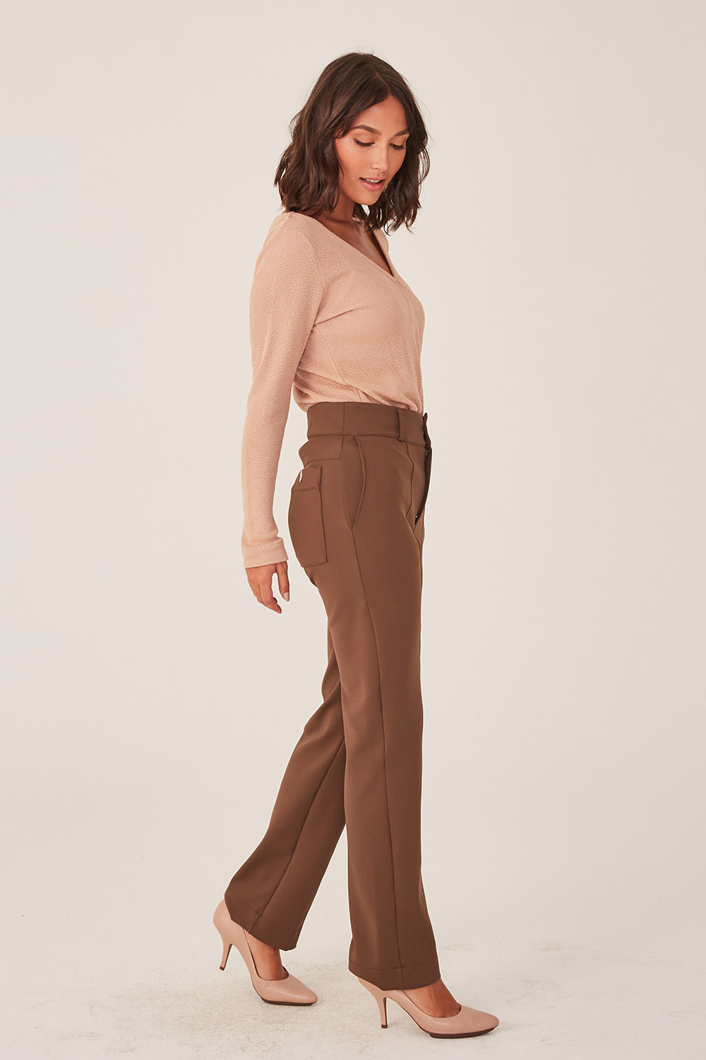 Hidrogênio - BROWN FLORA STRAIGHT TROUSERS - 19325031