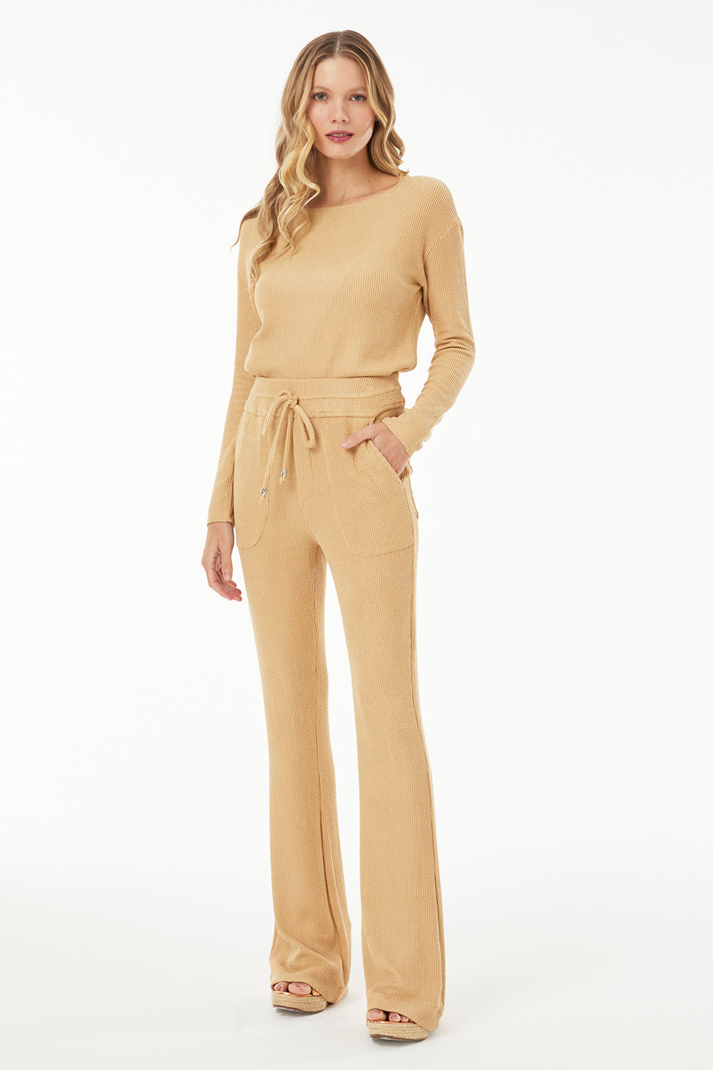 Hidrogênio - BEIGE GUILHERMINA FLARE PANTS - 19474003