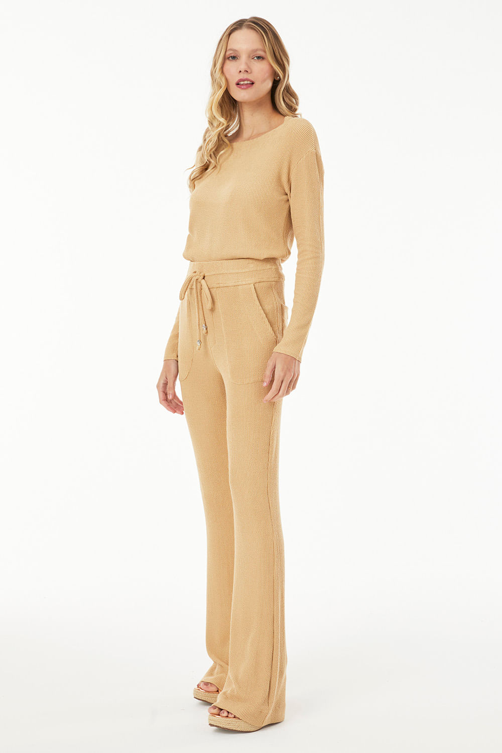 Hidrogênio - BEIGE GUILHERMINA FLARE PANTS - 19474003