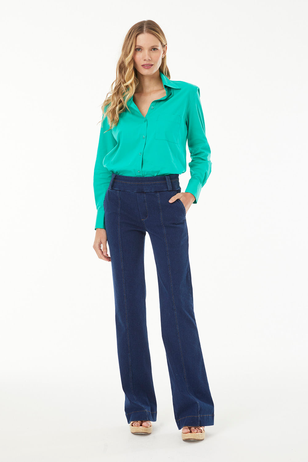 Hidrogênio - IVETE JEANS STRAIGHT PANTS - 19453042