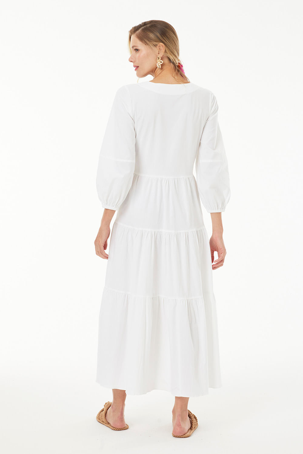 Hidrogênio - SOPHIE WHITE TRICOLINE DRESS - 19537002