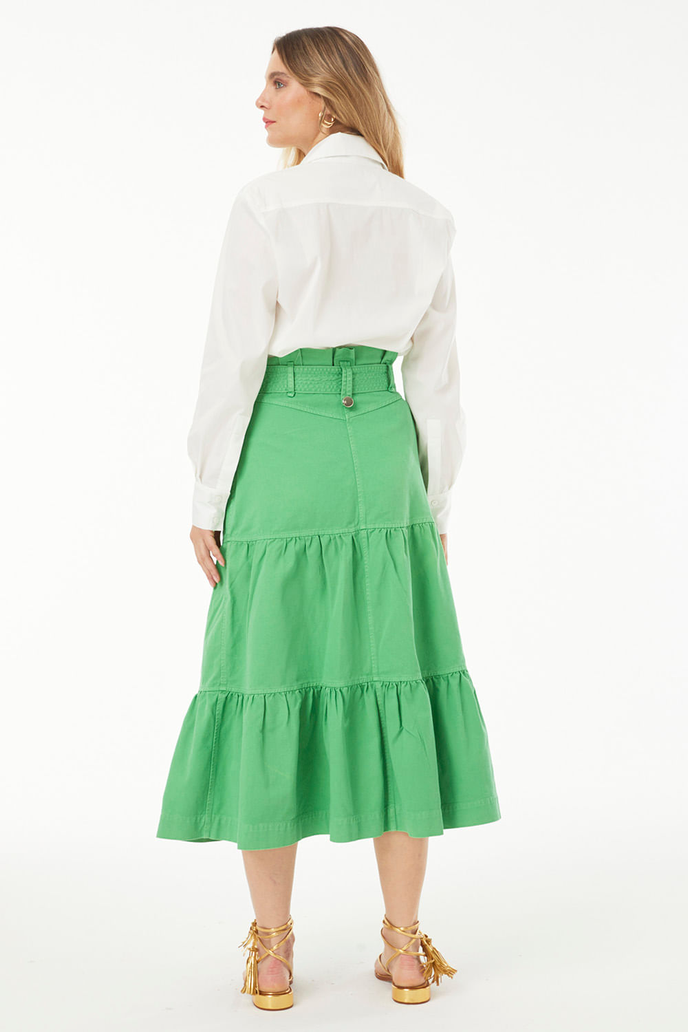 Hidrogênio - EMMA GREEN MIDI SKIRT - 19223009