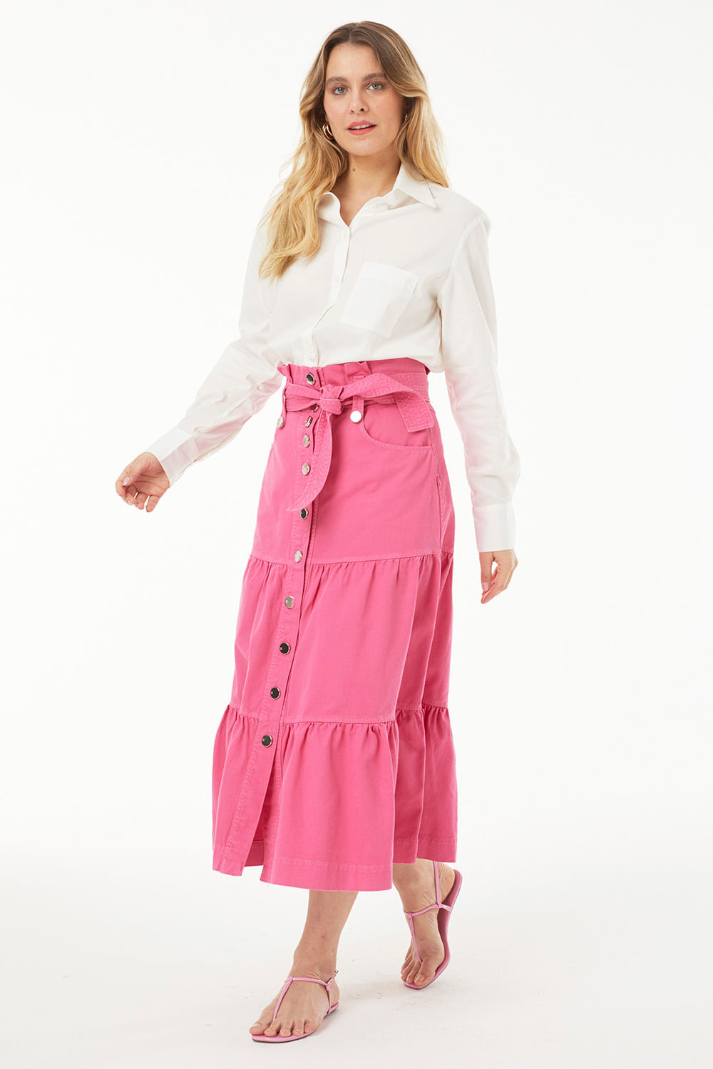 Hidrogênio - EMMA PINK MIDI SKIRT - 19223026