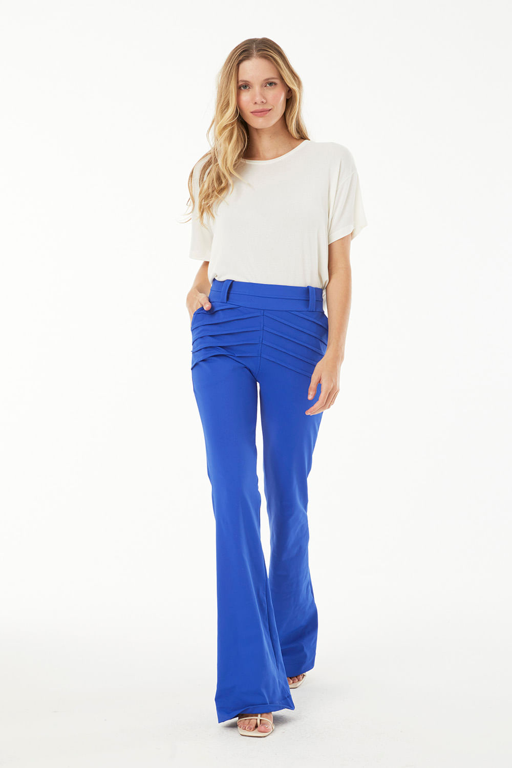 Hidrogênio - CALÇA FLARE MARIA CLAUDIA AZUL - 19526015