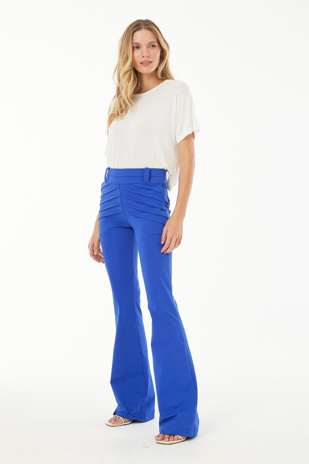 Hidrogênio - CALÇA FLARE MARIA CLAUDIA AZUL - 19526015