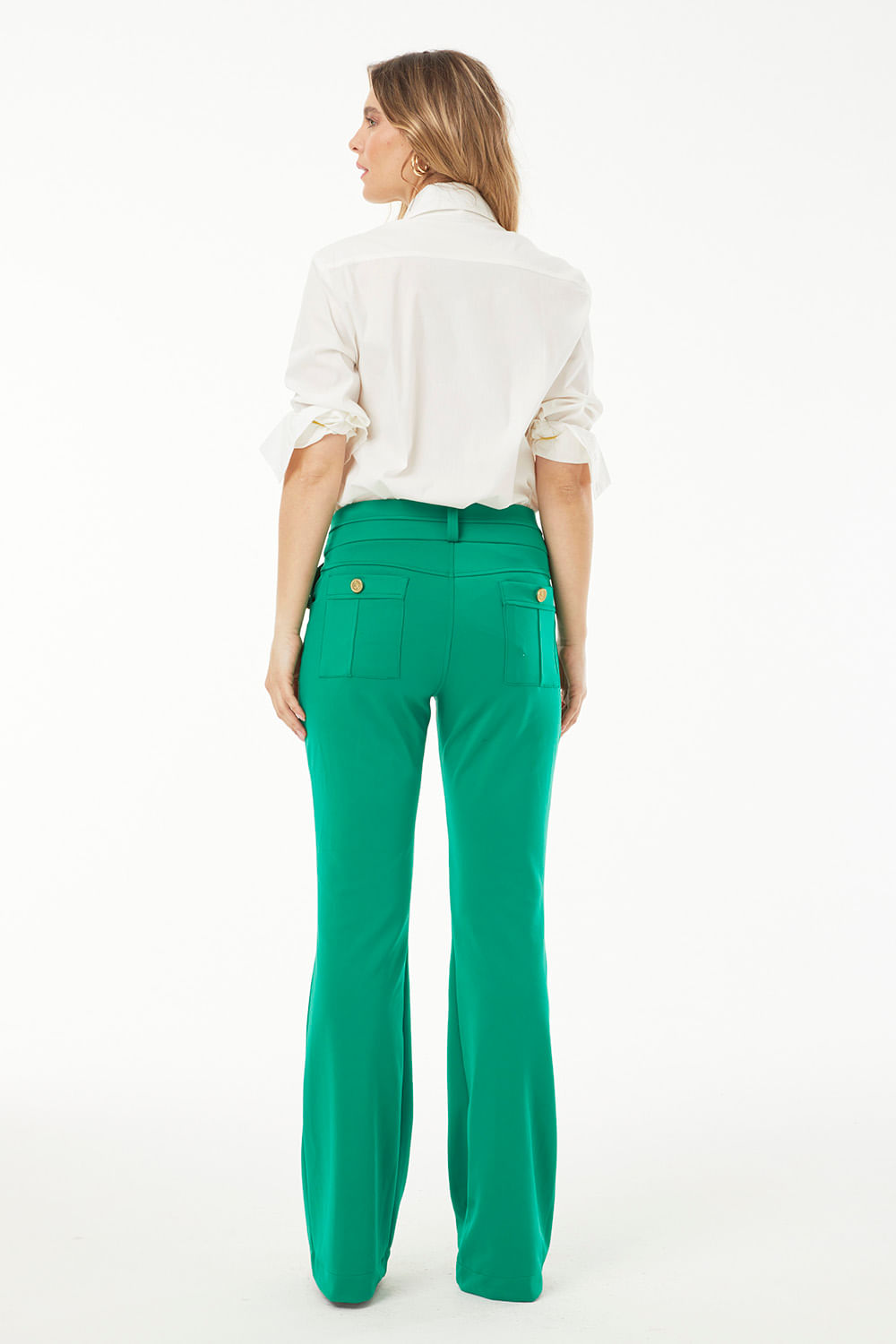 Hidrogênio - GREEN FABIANE FLARE PANTS - 19571009