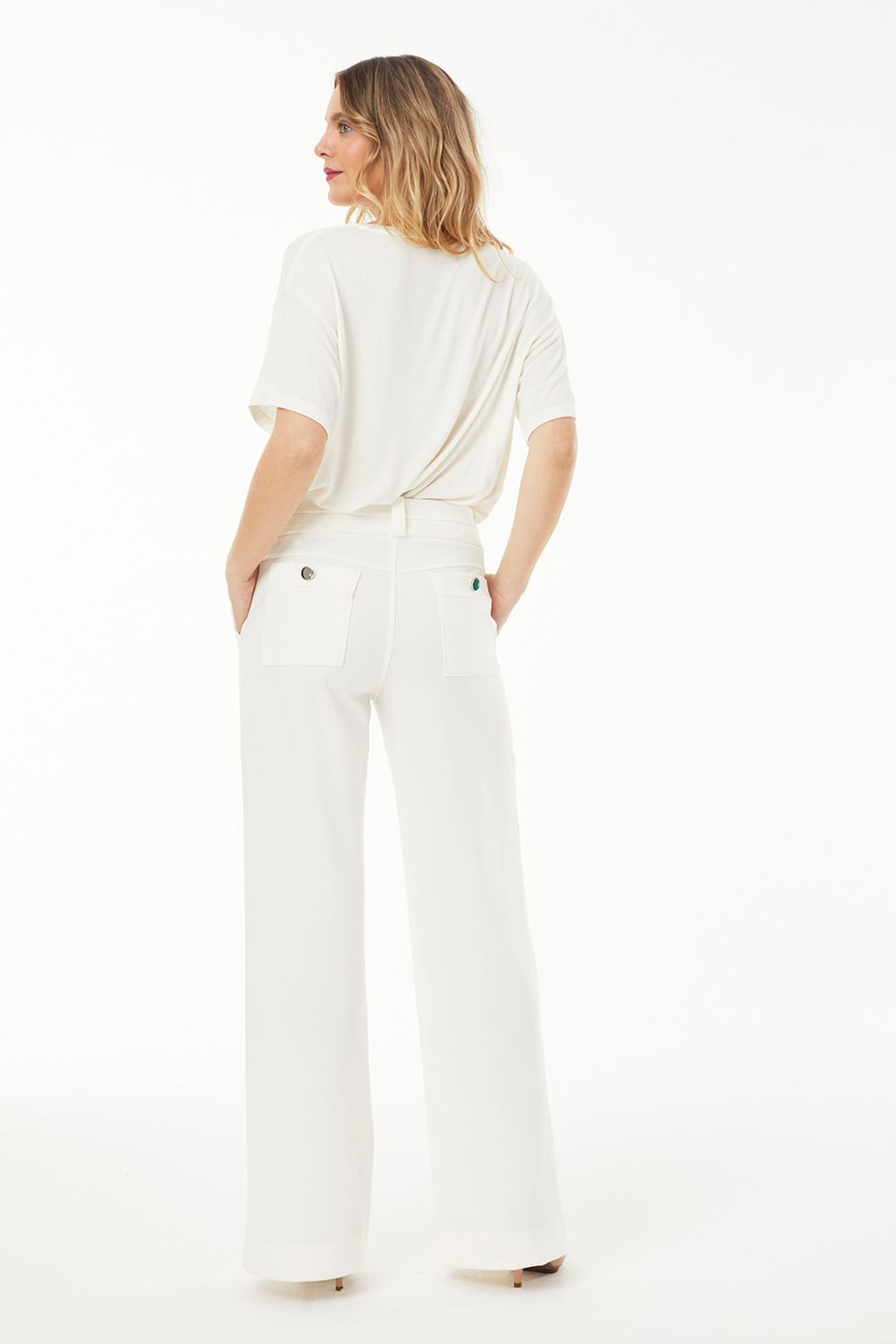 Hidrogênio - CALÇA PANTALONA ELIS OFF WHITE - 19575018