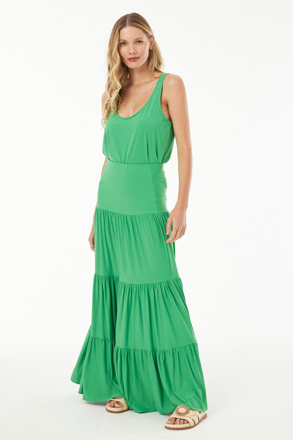 Hidrogênio - THREE MARIAS GREEN LONG SKIRT - 18925009