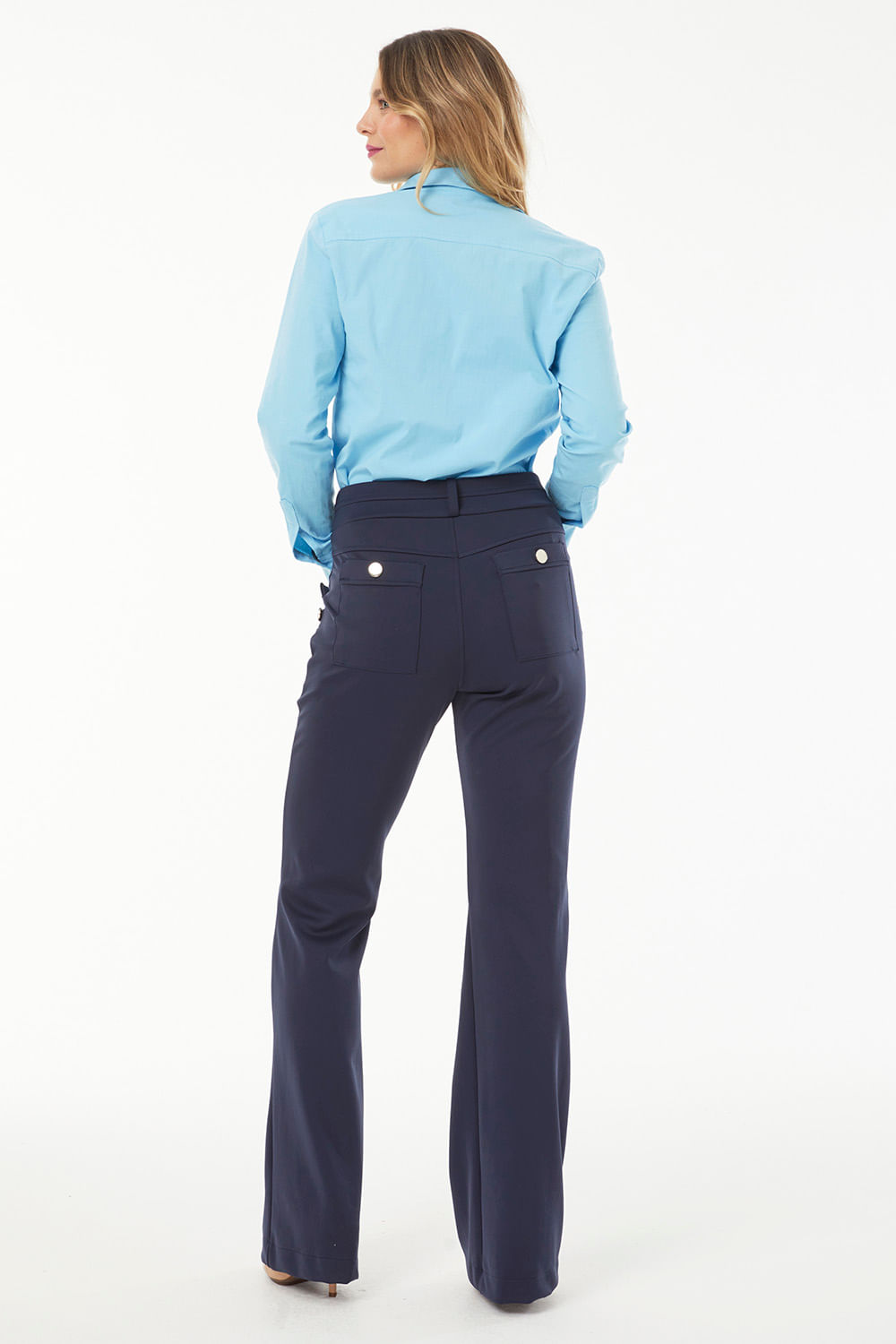 Hidrogênio - NAVY BLACK FLARE TROUSERS - 19507004