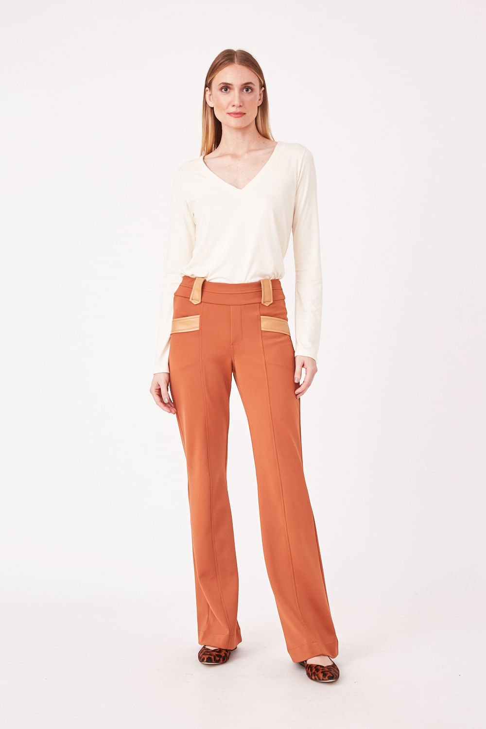 Hidrogênio - KARINA CARAMELO FLARE PANTS - 19653029