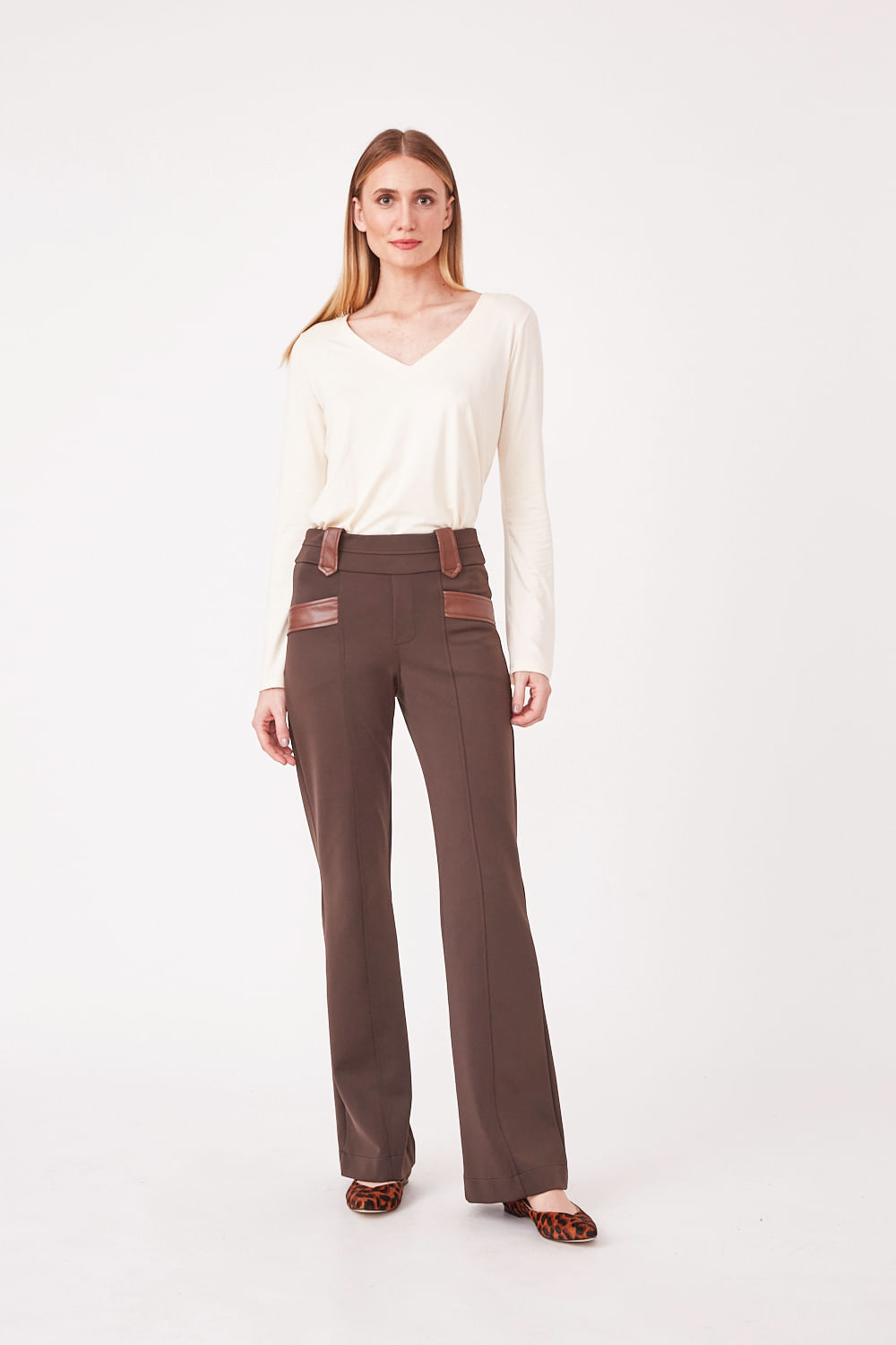 Hidrogênio - KARINA FLARE PANTS BROWN - 19653031