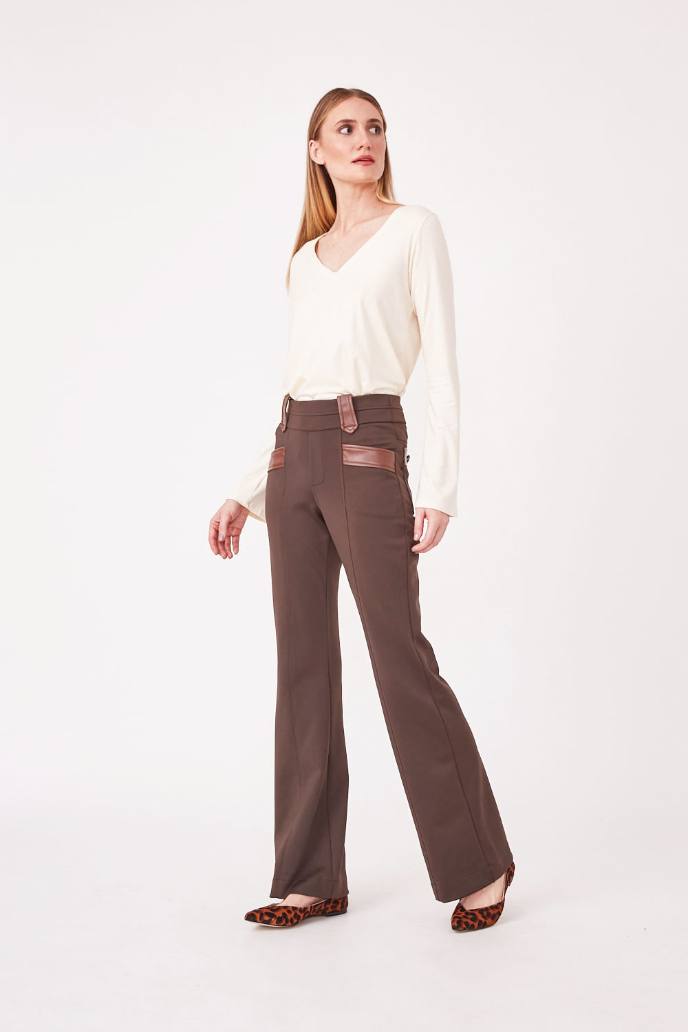 Hidrogênio - KARINA FLARE PANTS BROWN - 19653031