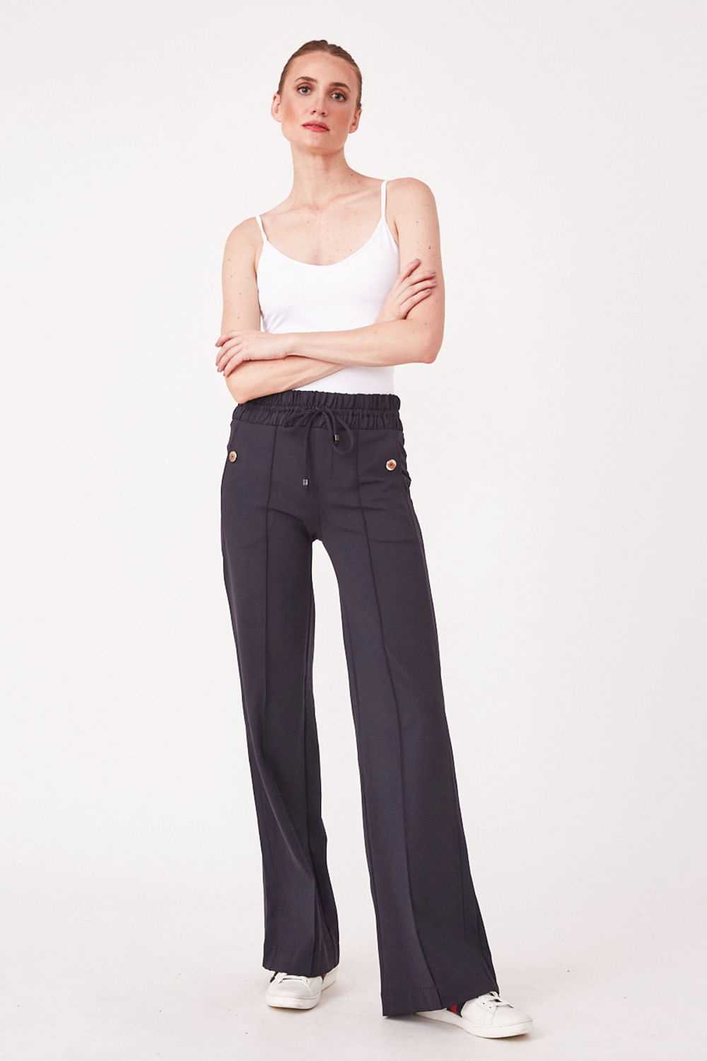 Hidrogênio - SAMANTA STRAIGHT TROUSERS WITH BLACK CUT POCKET - 19539001