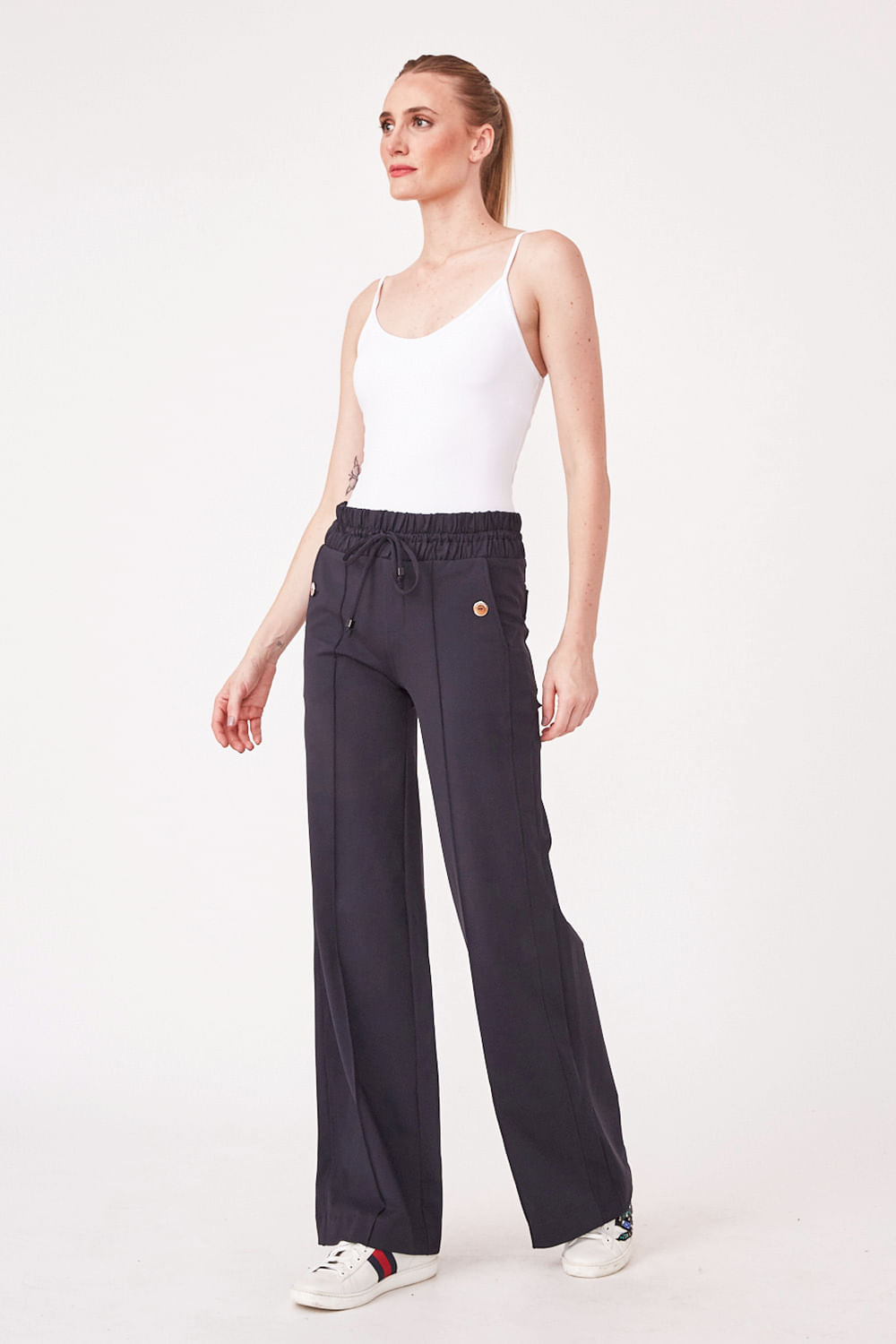 Hidrogênio - SAMANTA STRAIGHT TROUSERS WITH BLACK CUT POCKET - 19539001