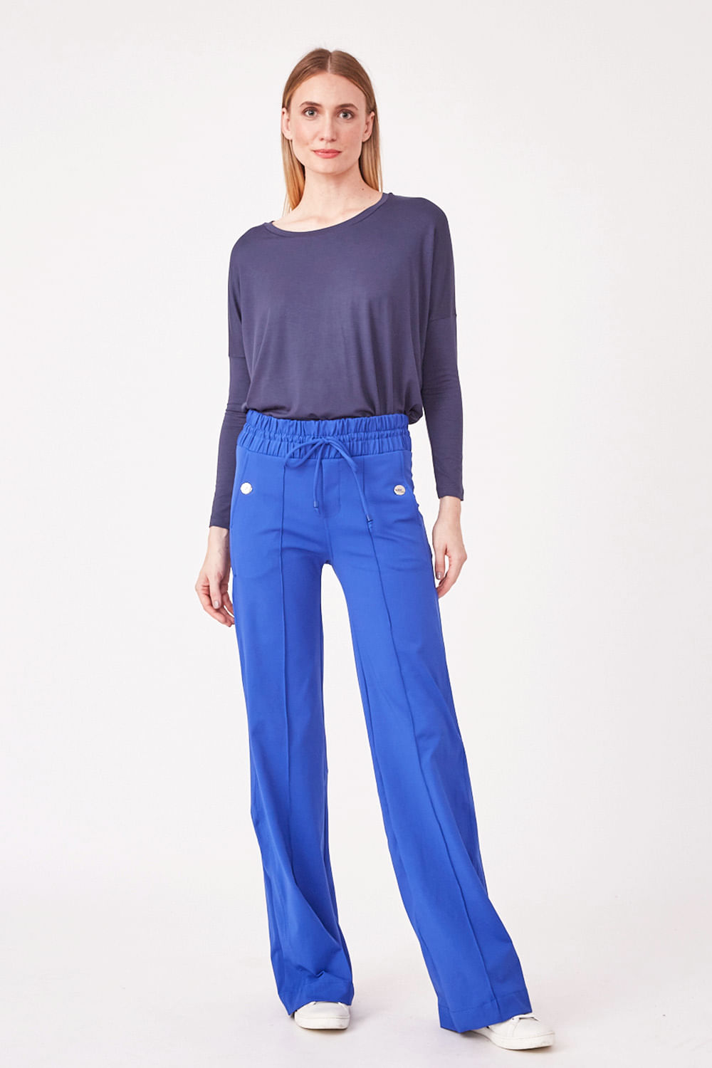 Hidrogênio - SAMANTA STRAIGHT TROUSERS WITH BLUE CUT POCKET - 19539015