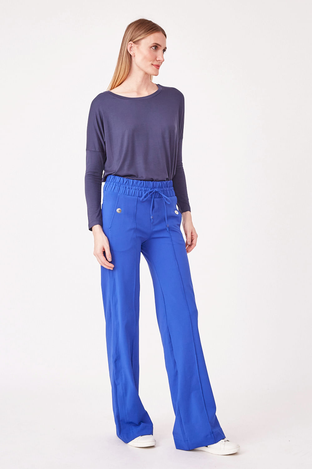 Hidrogênio - SAMANTA STRAIGHT TROUSERS WITH BLUE CUT POCKET - 19539015