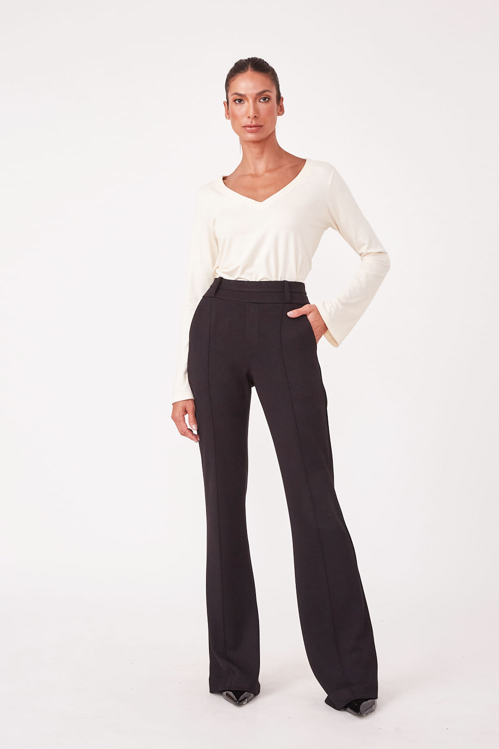 Hidrogênio - BLACK LUZINETE STRAIGHT PANTS - 19475001