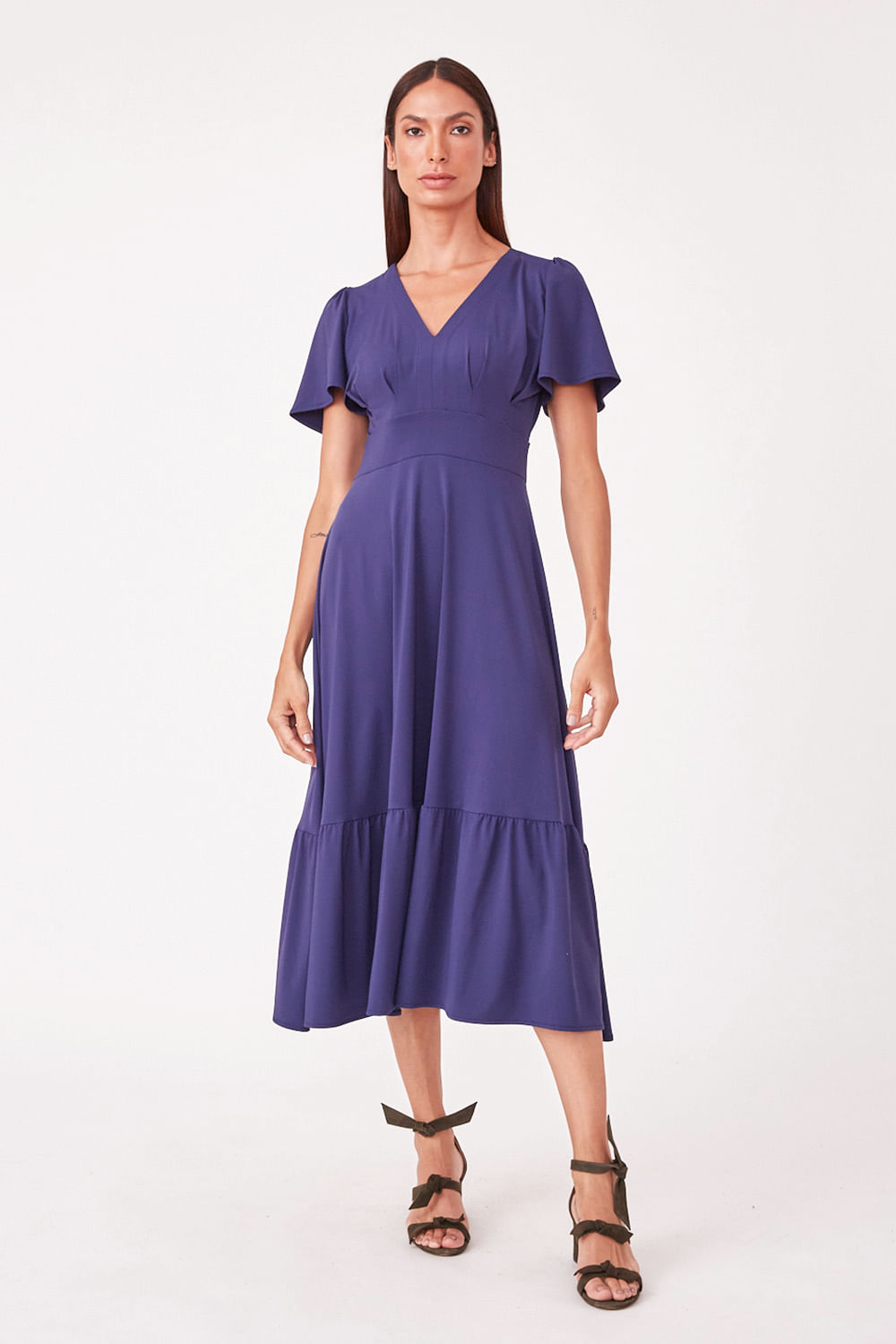 Hidrogênio - MIDI DRESS WITH VILLA AND PLEASES AND NAVY RIBBLE - 19607004