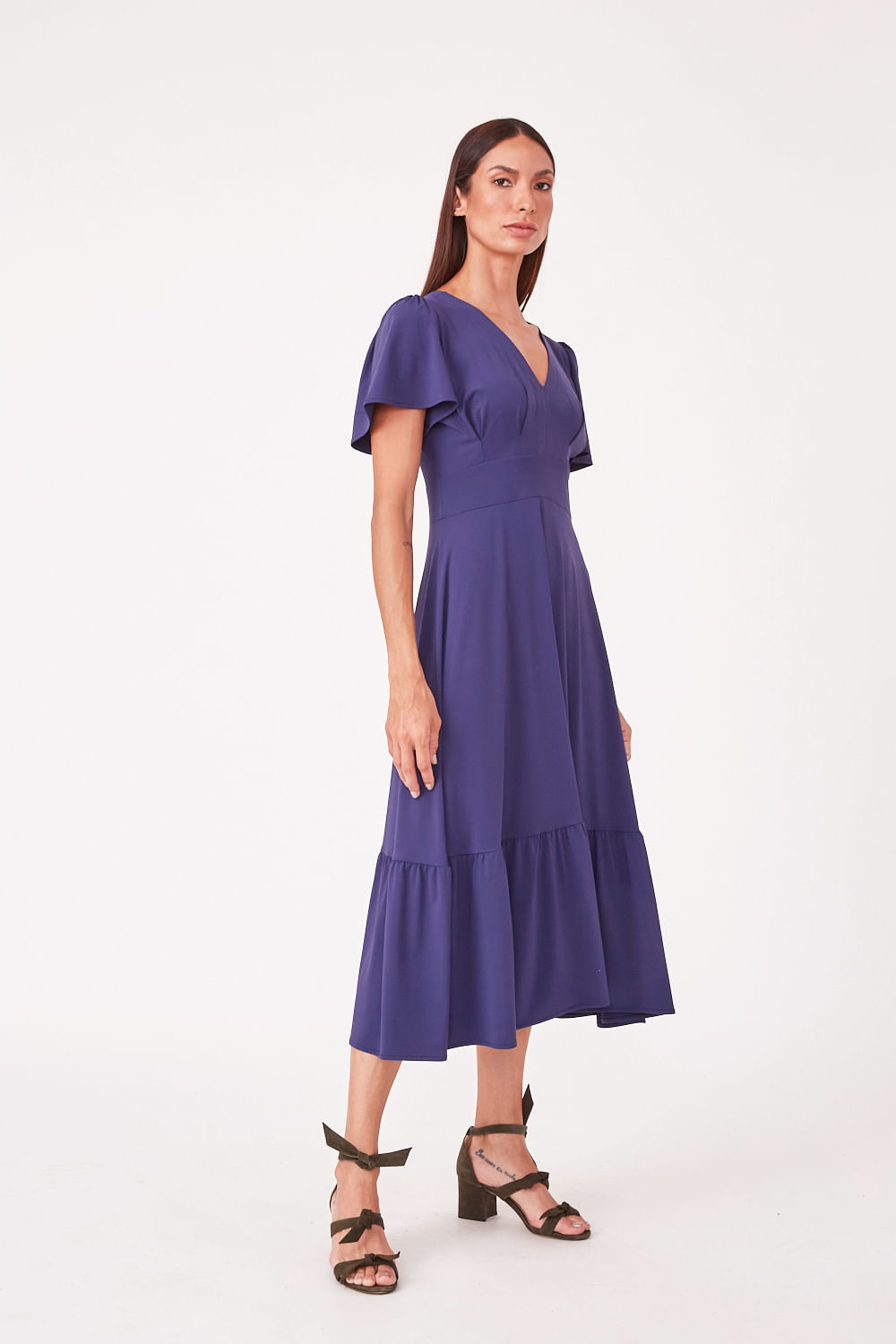 Hidrogênio - MIDI DRESS WITH VILLA AND PLEASES AND NAVY RIBBLE - 19607004