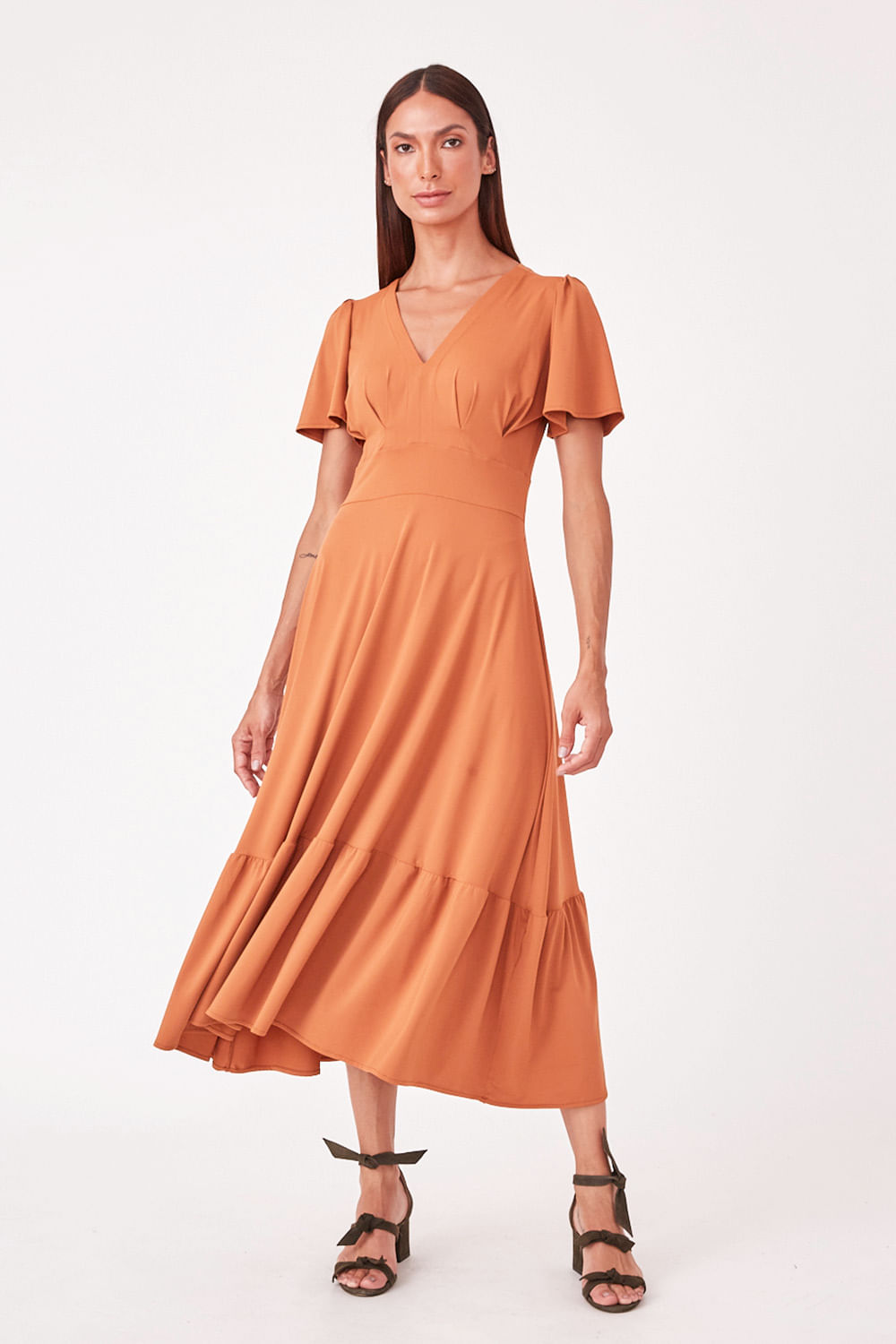 Hidrogênio - MIDI DRESS WITH VILLA AND PLEASTS AND TERRA RIBBLE - 19607332