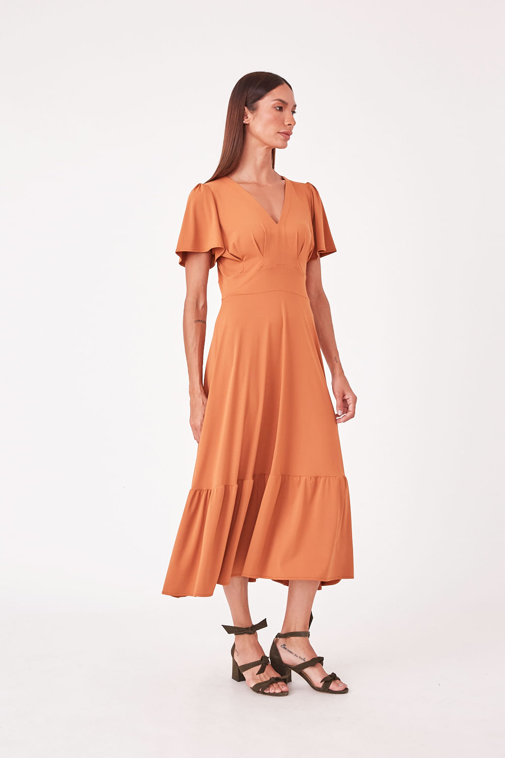 Hidrogênio - MIDI DRESS WITH VILLA AND PLEASTS AND TERRA RIBBLE - 19607332