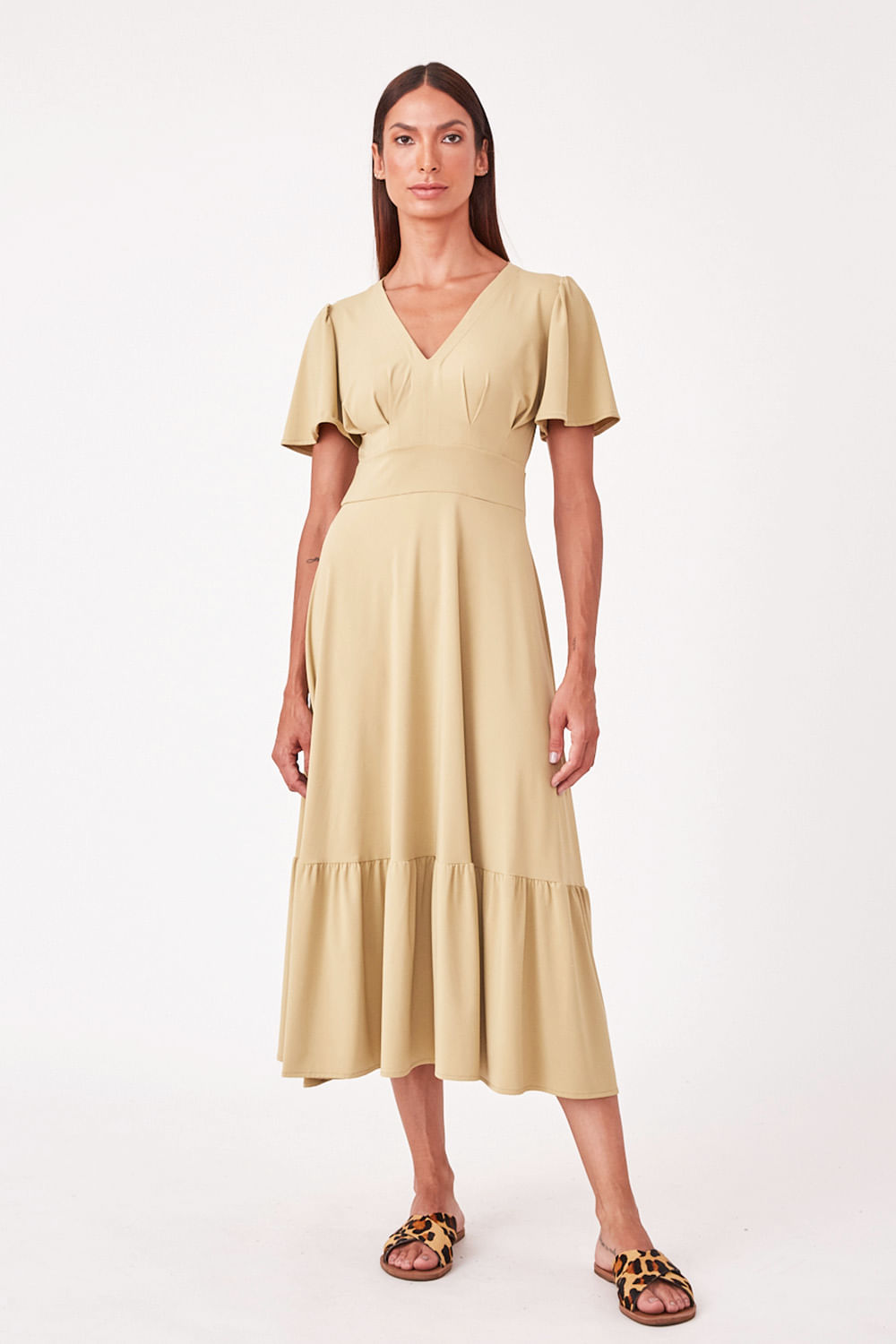 Hidrogênio - MIDI DRESS WITH VILLA AND PLEASTS AND CANE GREEN RIBBLE - 19607479