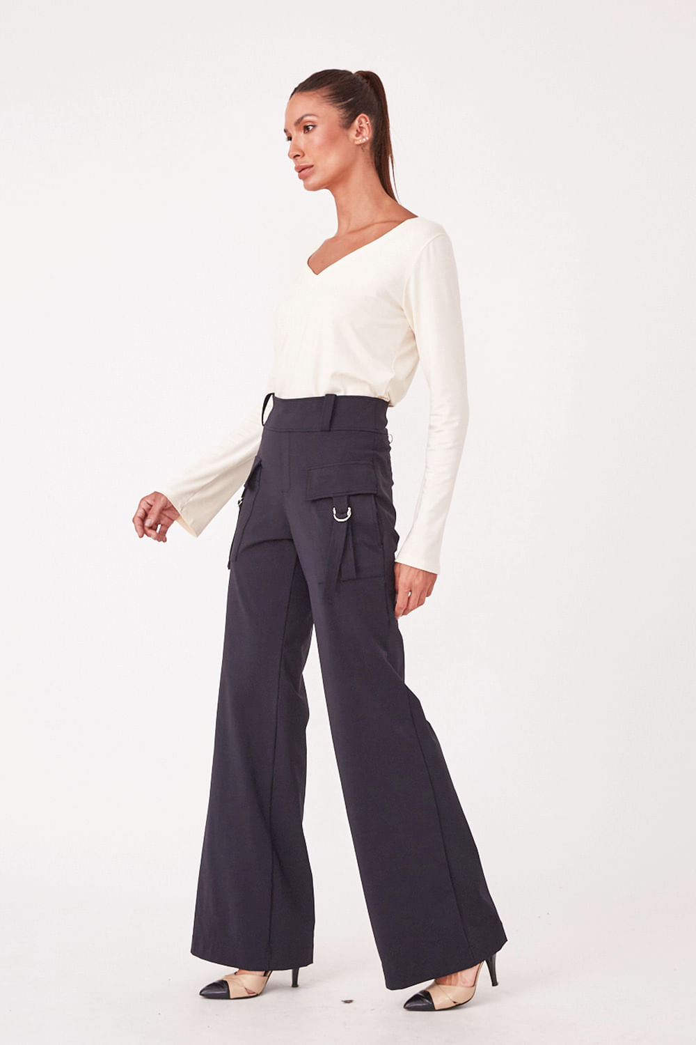 Hidrogênio - JAMILLY STRAIGHT TROUSERS BLACK - 19631001