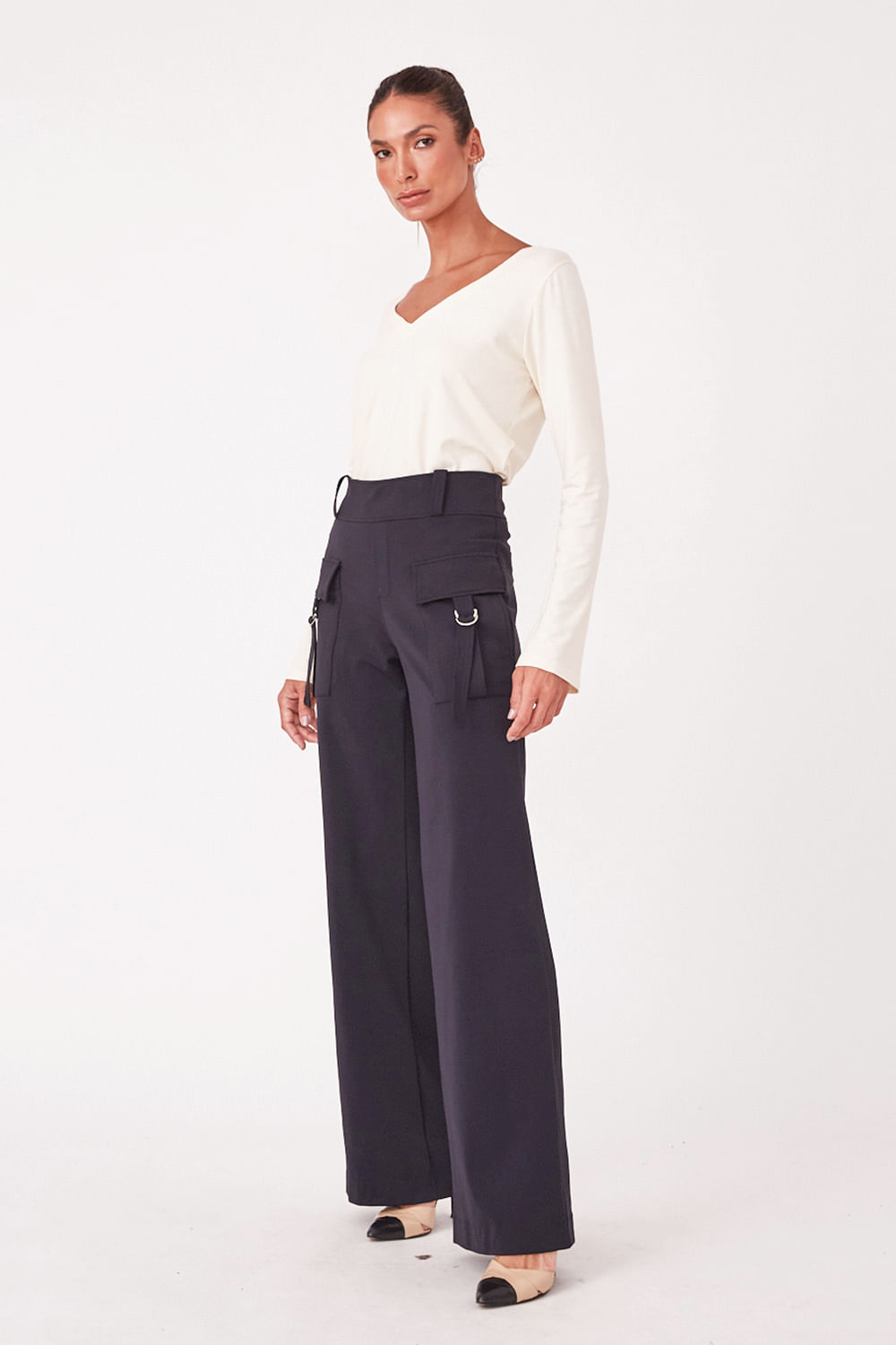 Hidrogênio - JAMILLY STRAIGHT TROUSERS BLACK - 19631001