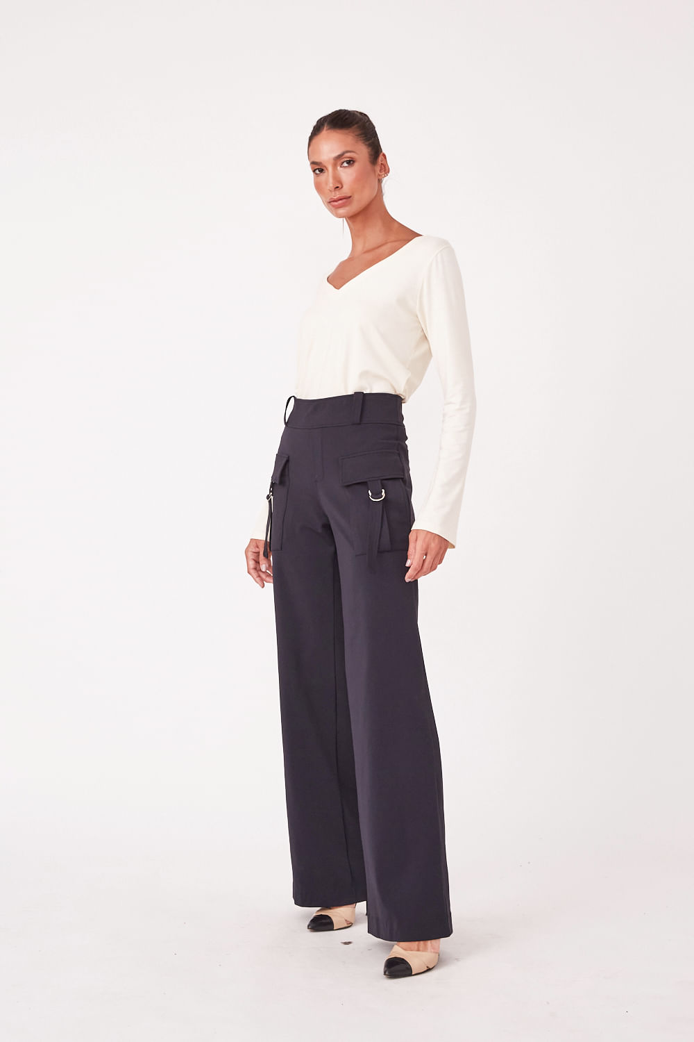 Hidrogênio - JAMILLY STRAIGHT TROUSERS BLACK - 19631001