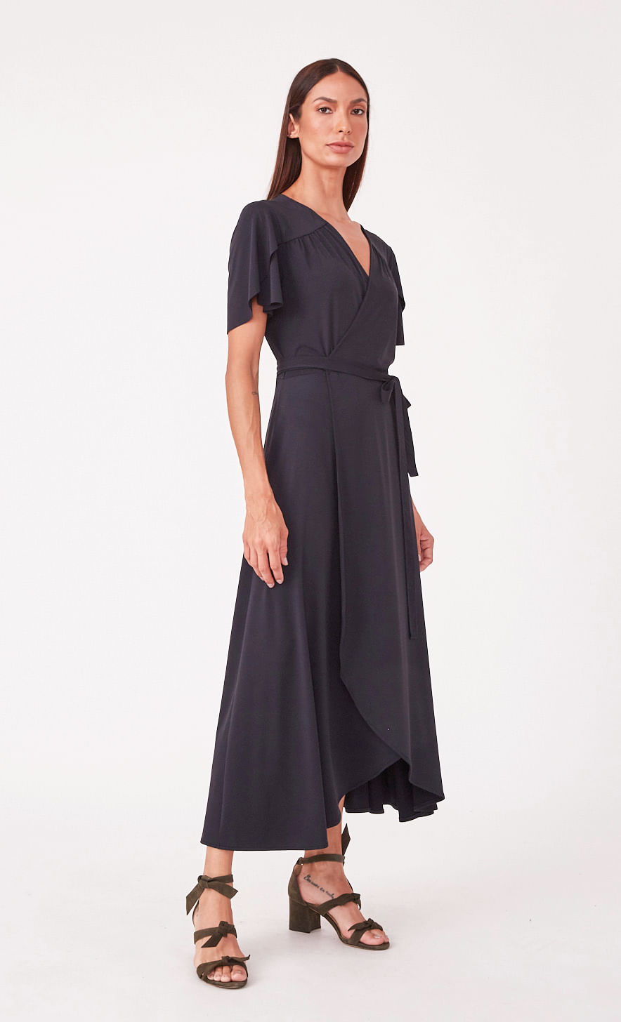 Hidrogênio - BLACK CACHECOEUR MIDI DRESS - 19610001