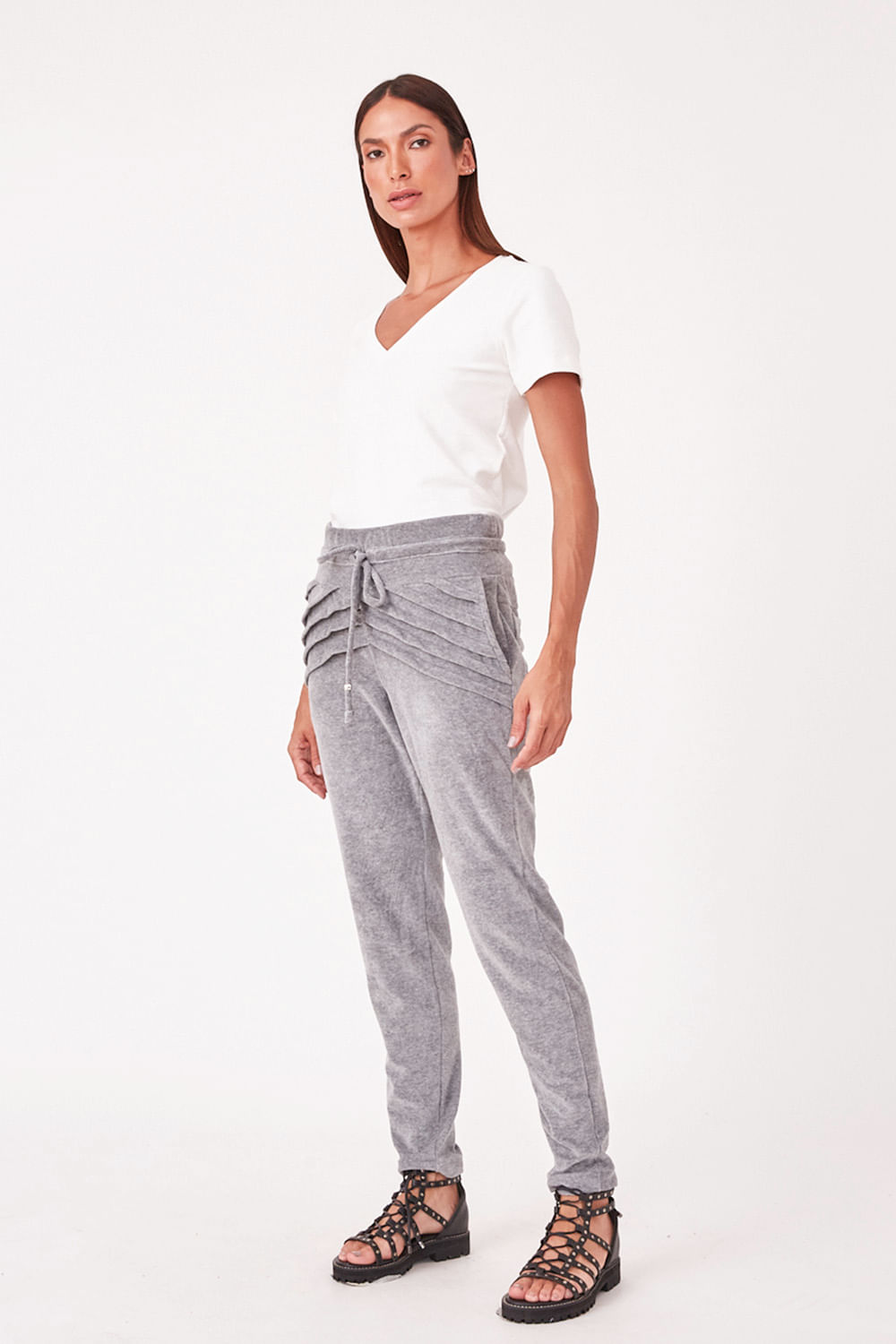 Hidrogênio - JOGGER PANTS WITH PLEATS AND ROLLER MARIE MESCLA - 19461014