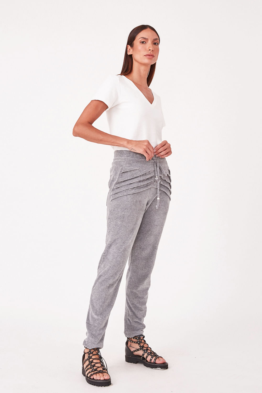 Hidrogênio - JOGGER PANTS WITH PLEATS AND ROLLER MARIE MESCLA - 19461014