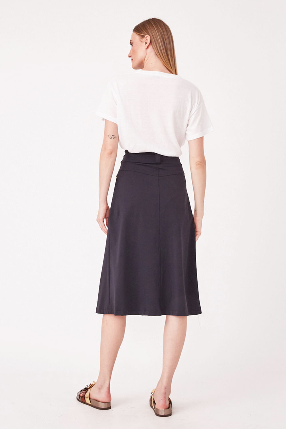 Hidrogênio - MIDI SKIRT WITH FRONT POCKETS BLACK - 19614001