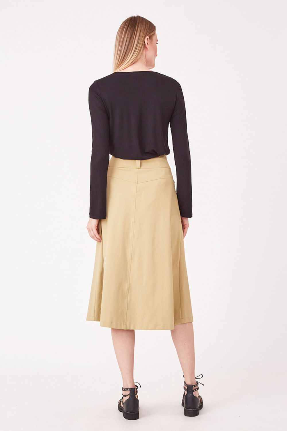 Hidrogênio - CANE GREEN MIDI SKIRT WITH FRONT POCKETS - 19614479