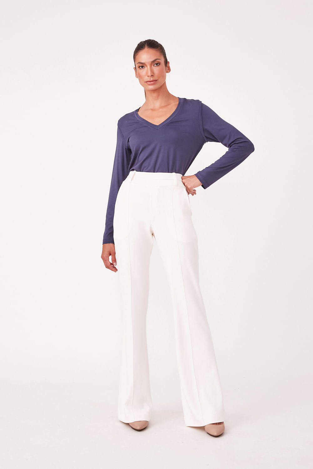 Hidrogênio - CALÇA RETA LUZINETE OFF WHITE - 19475018