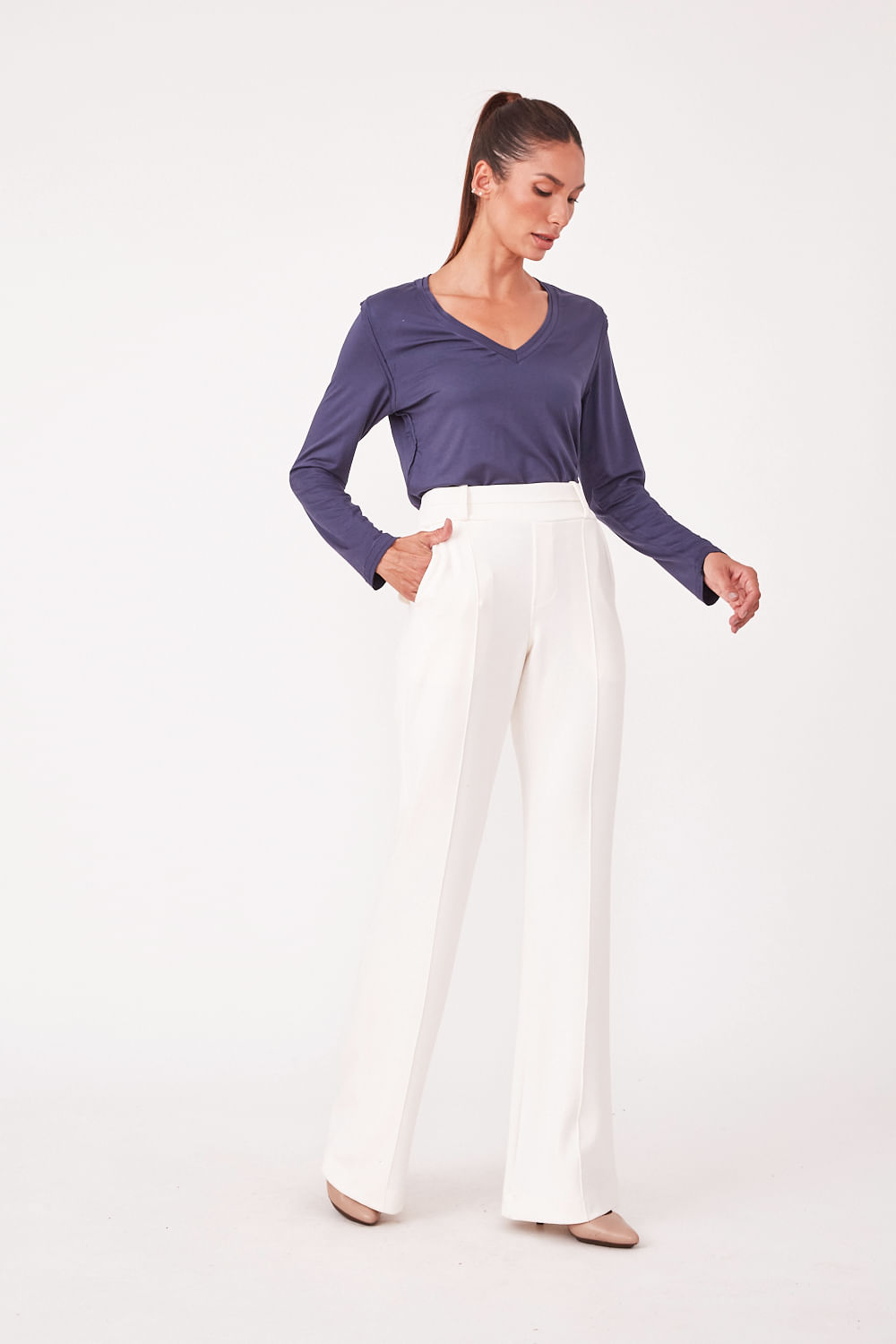 Hidrogênio - LUZINETE STRAIGHT PANTS OFF WHITE - 19475018