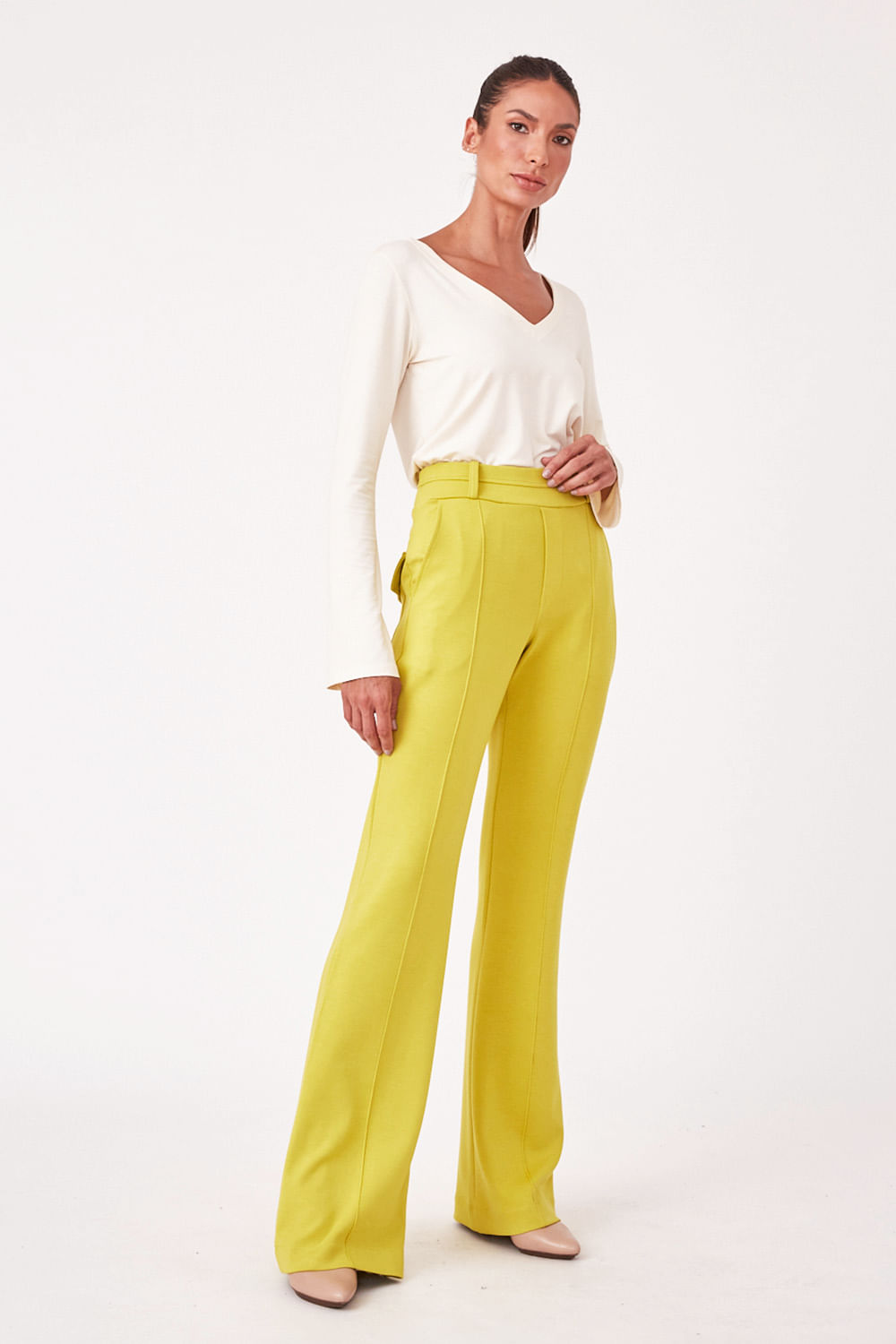 Hidrogênio - LIGHT YELLOW STRAIGHT PANTS - 19475022