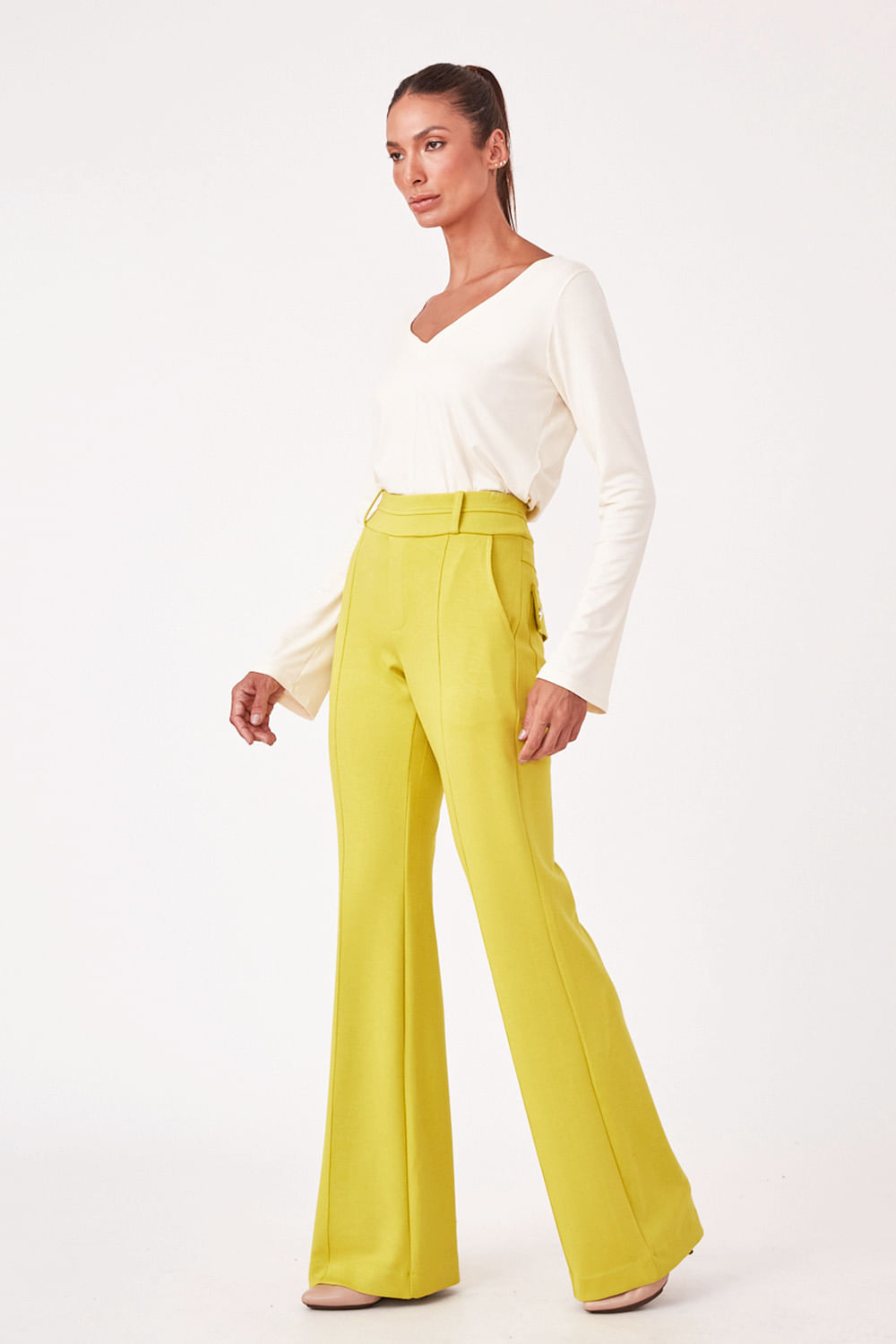 Hidrogênio - LIGHT YELLOW STRAIGHT PANTS - 19475022