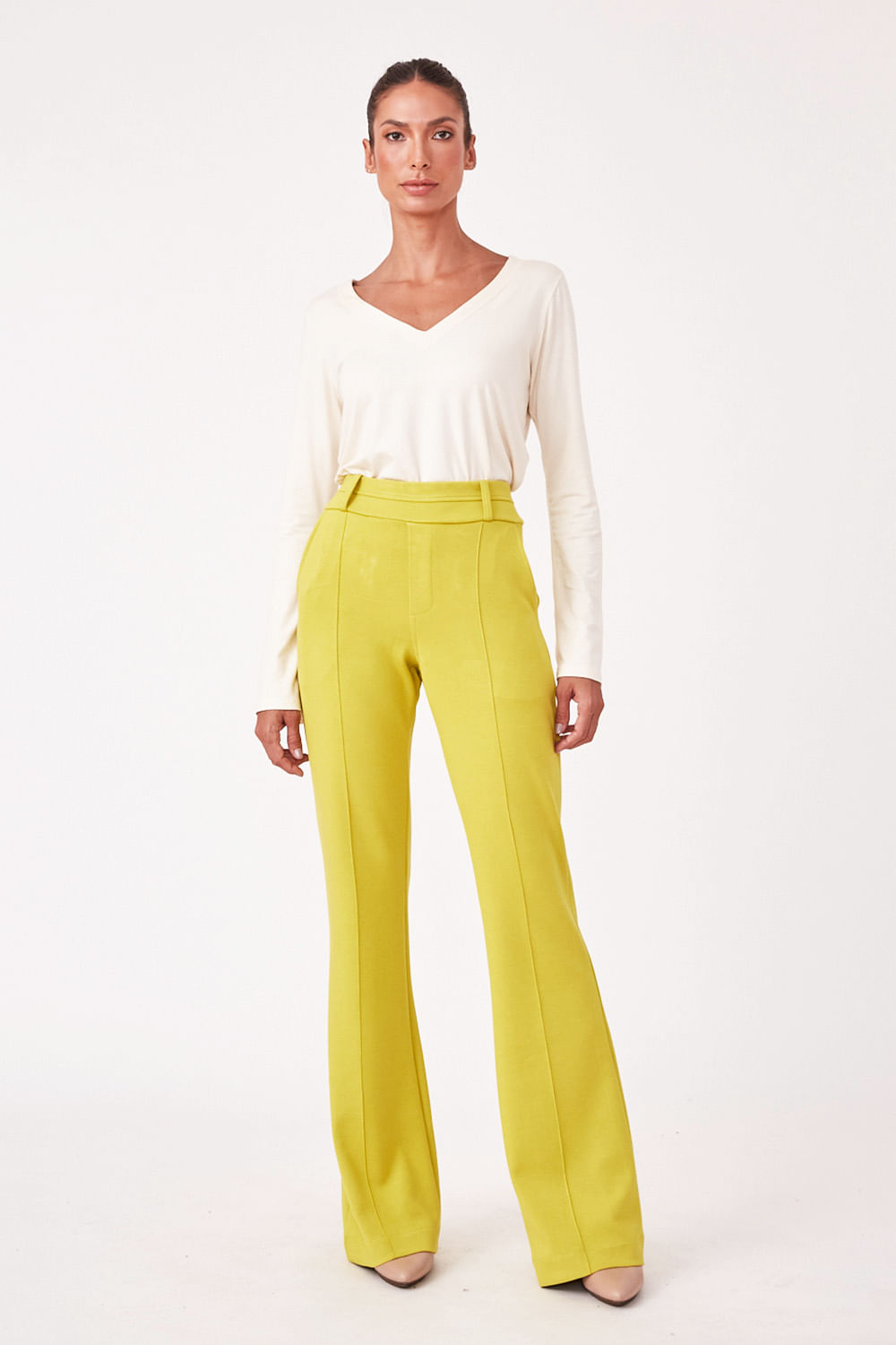 Hidrogênio - LIGHT YELLOW STRAIGHT PANTS - 19475022