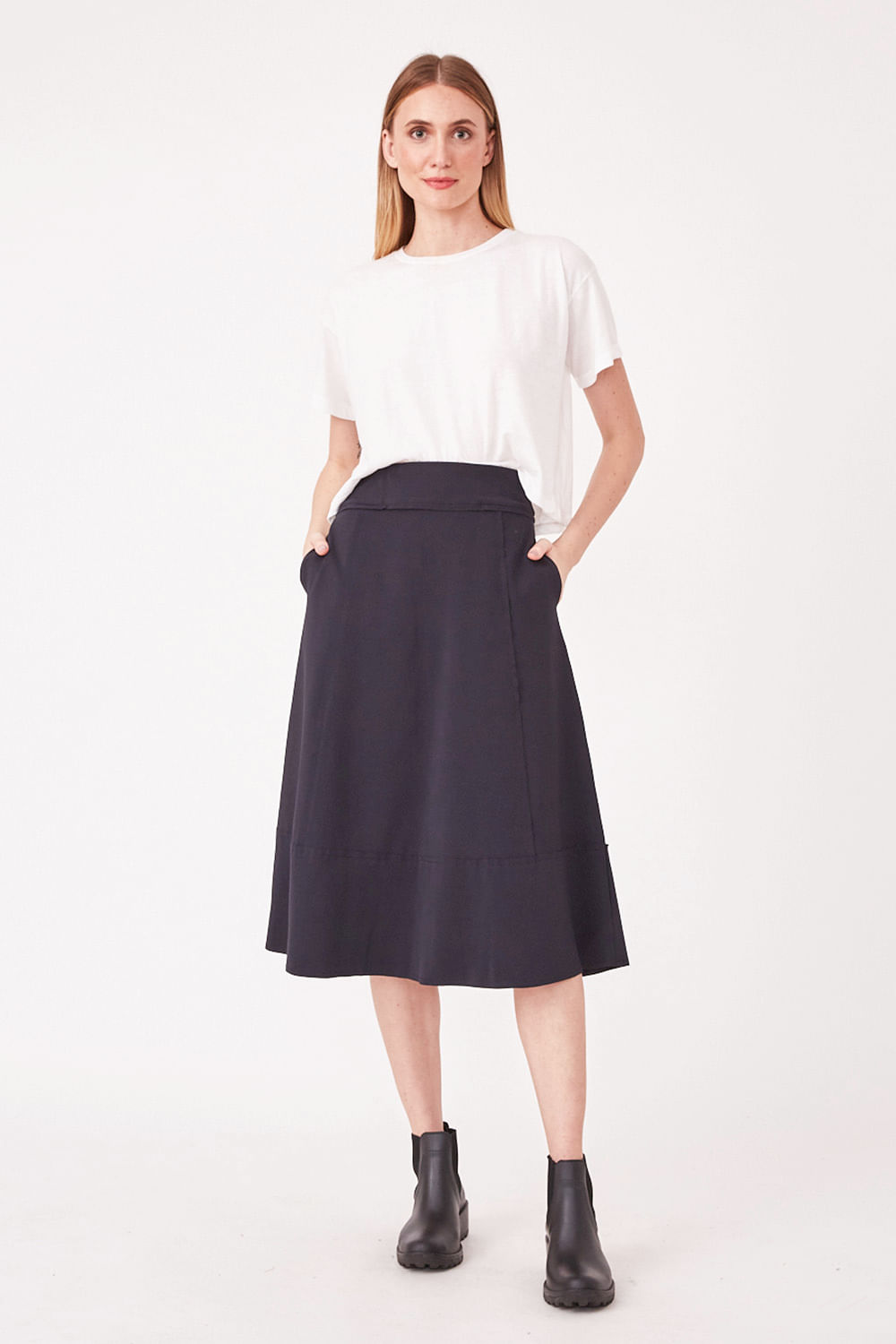 Hidrogênio - BLACK THREAD MIDI SKIRT - 19612001