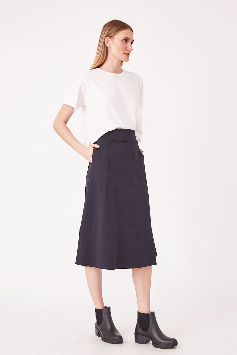 Hidrogênio - BLACK THREAD MIDI SKIRT - 19612001