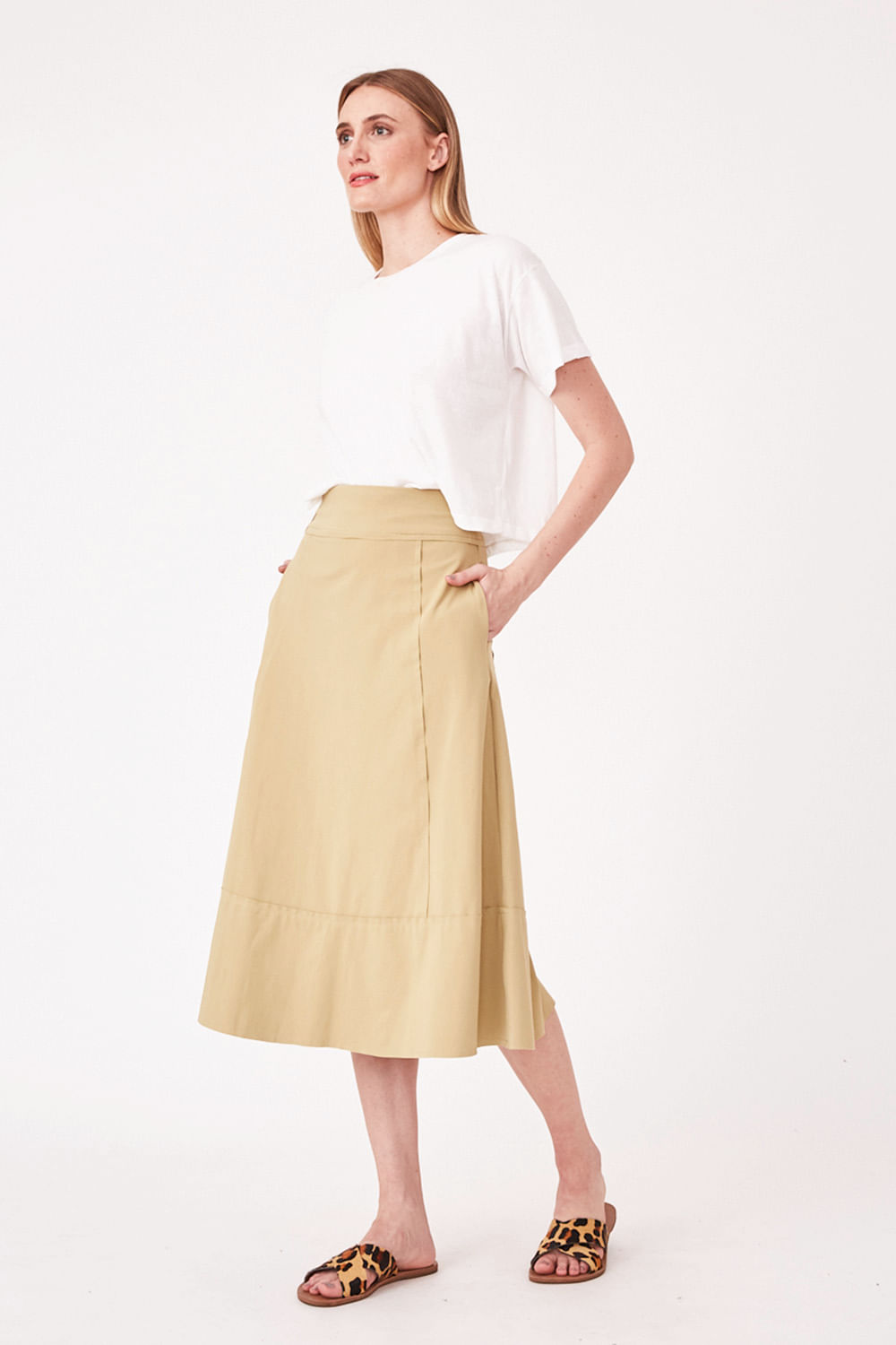 Hidrogênio - CANE GREEN THREAD MIDI SKIRT - 19612479