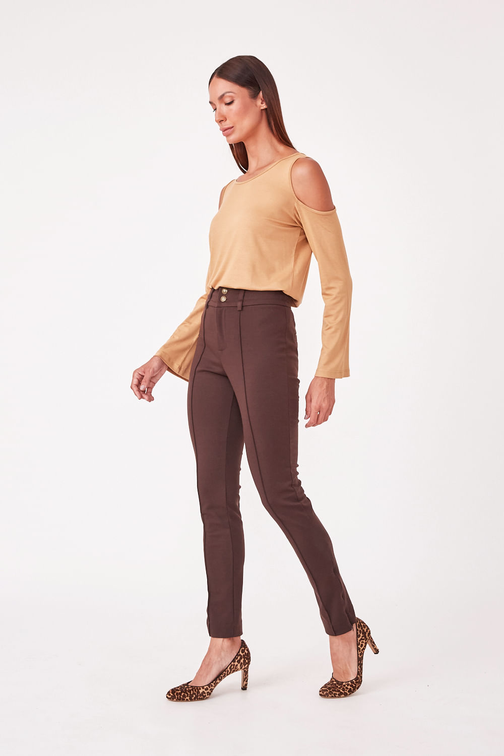 Hidrogênio - SKINNY JANINE BROWN TROUSERS - 19635031