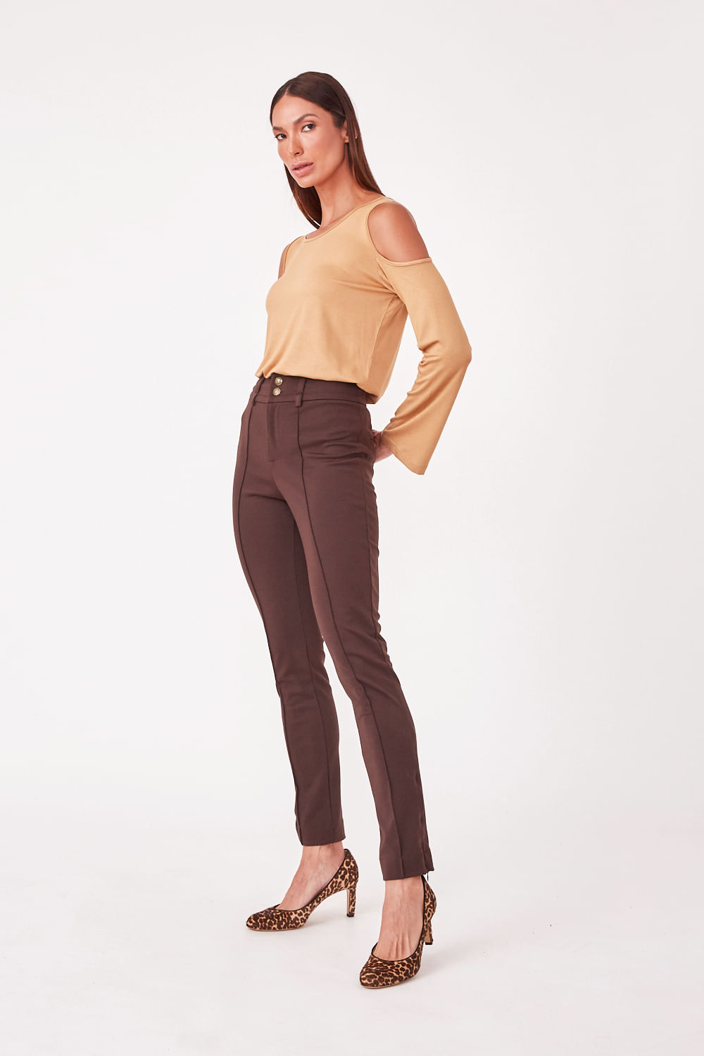 Hidrogênio - SKINNY JANINE BROWN TROUSERS - 19635031