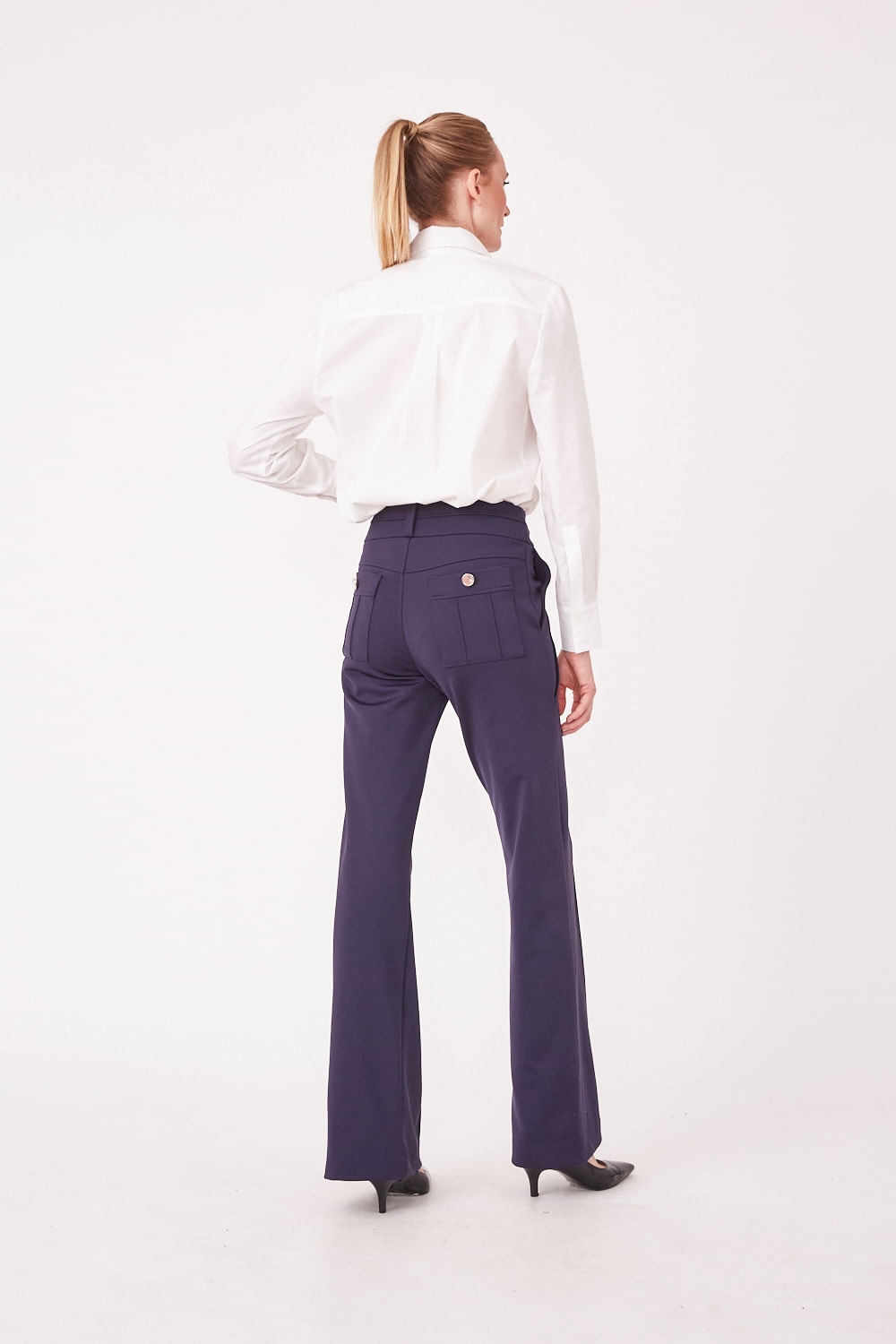 Hidrogênio - KIARA NAVY FLARE PANTS - 19654482